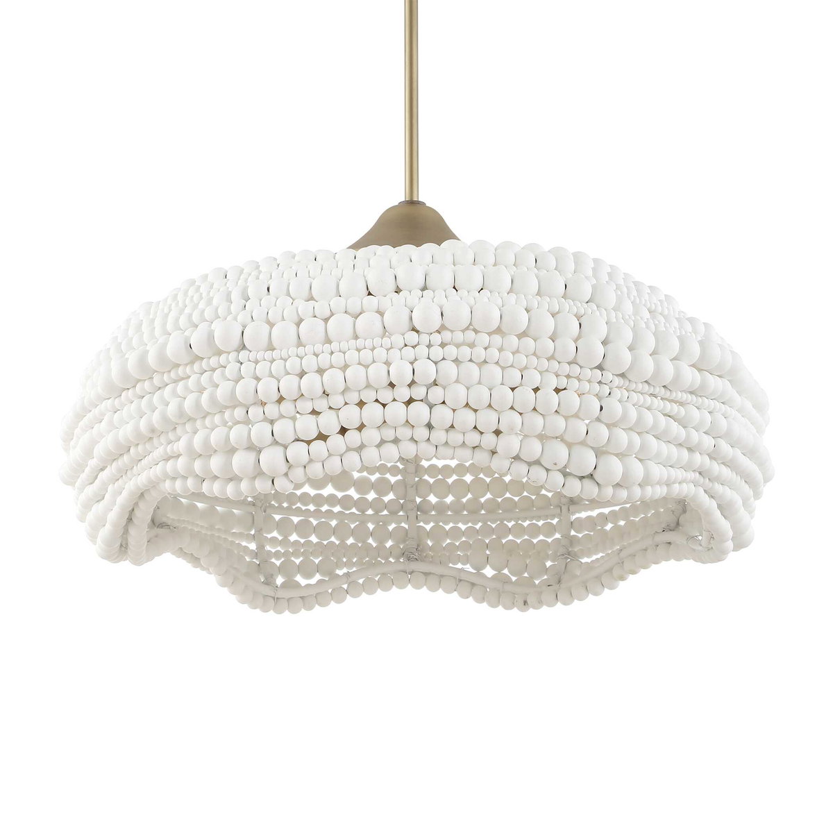 Biddeford 5 Light White Beaded Pendant, Ceiling Light by Uttermost, 24" width x 11.5" height x 24" diameter View 8