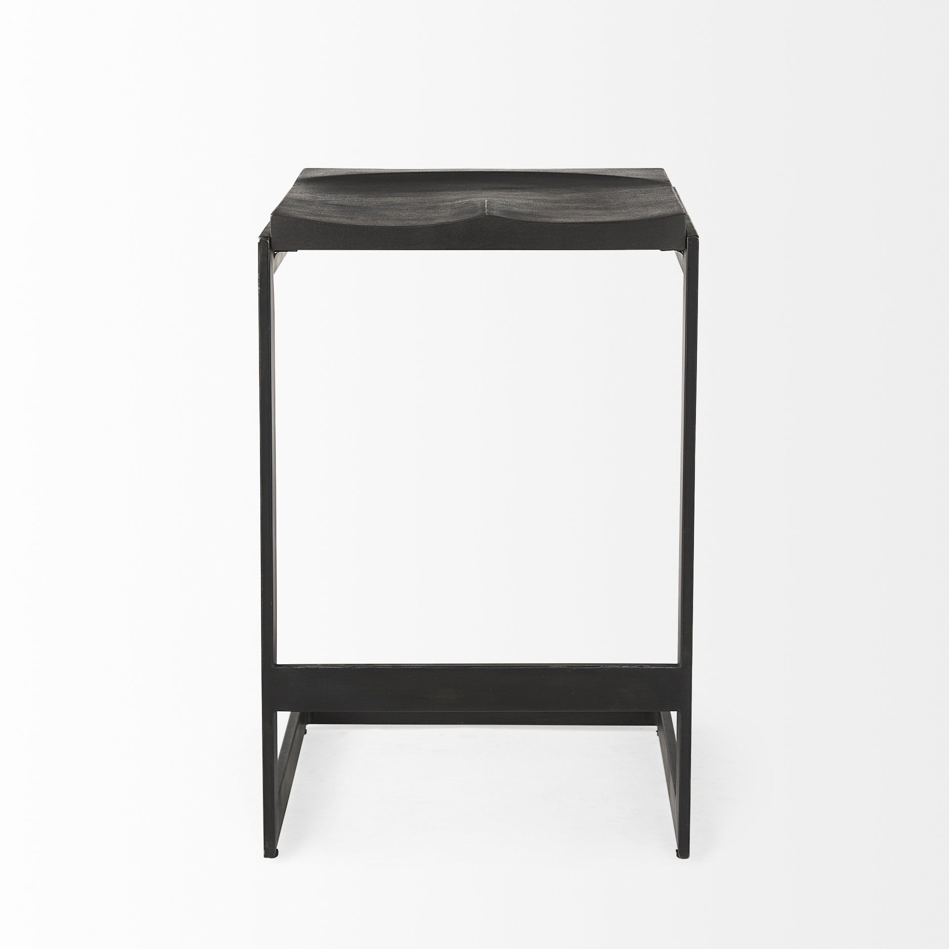 Kiran 17L x 17W x 26H Black Wood with Black Metal Base C-Shape Counter Stool large image 