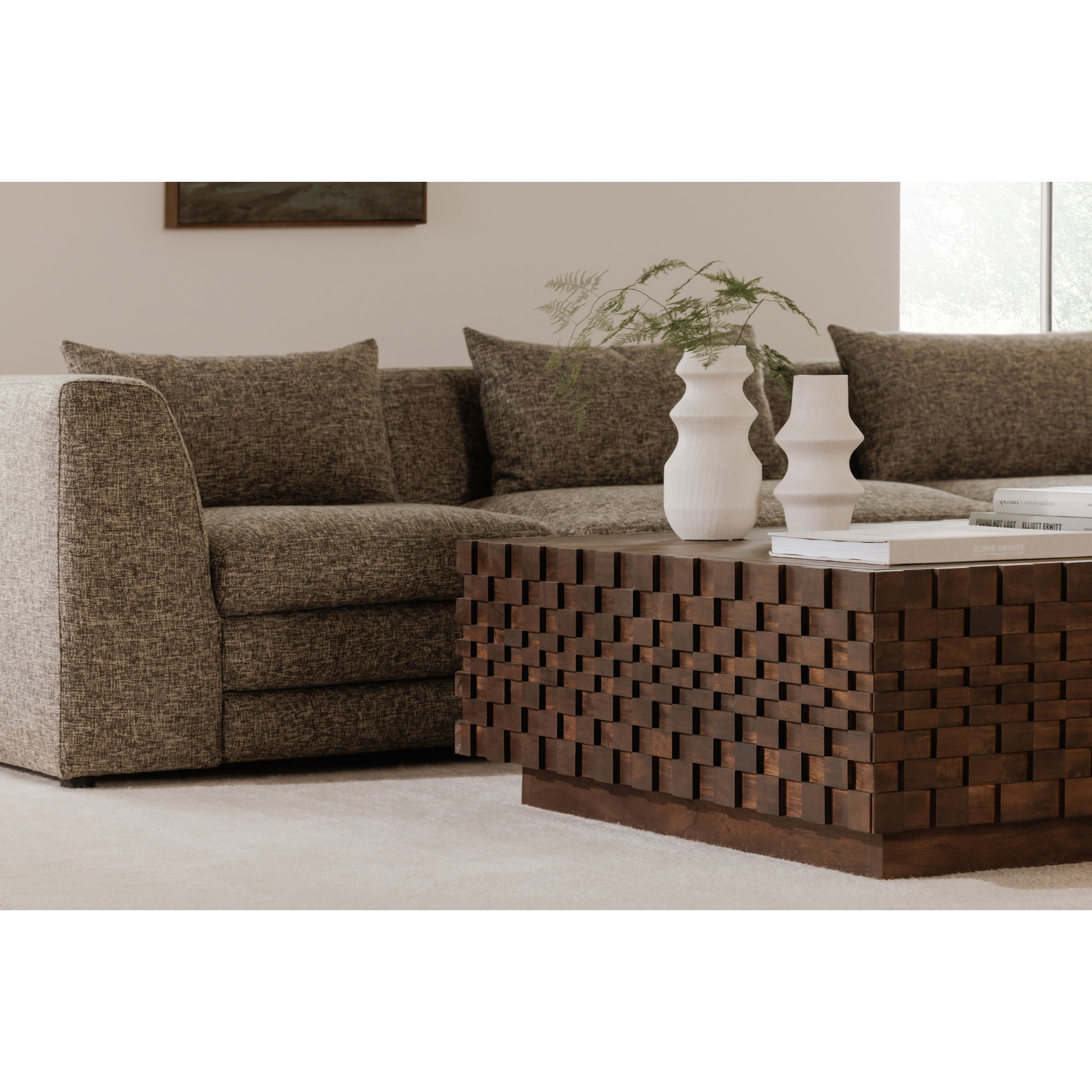 Easton Storage Coffee Table Brown, by Moe's Home, 42" width x 16" height x 42" depth View 13