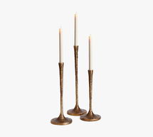 Online Designer Living Room Modena Taper Candleholders, Antique Brass, Set Of 3