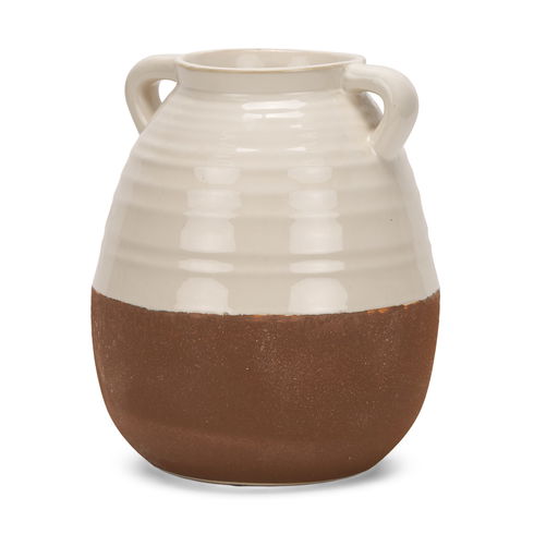 Tryna Large Beige with Matte Brown Ceramic Vase