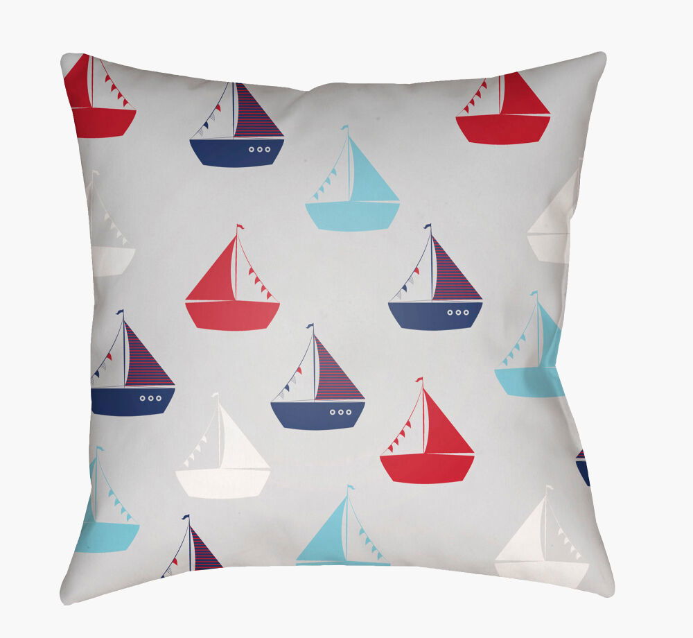 Boats Accent Pillow, Decorative Pillow by Surya, 18" length x 18" width