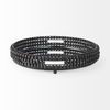 Decatur II 21L x 21W Black Wooden Bead Mirrored Bottom Round Tray thumbnail 3