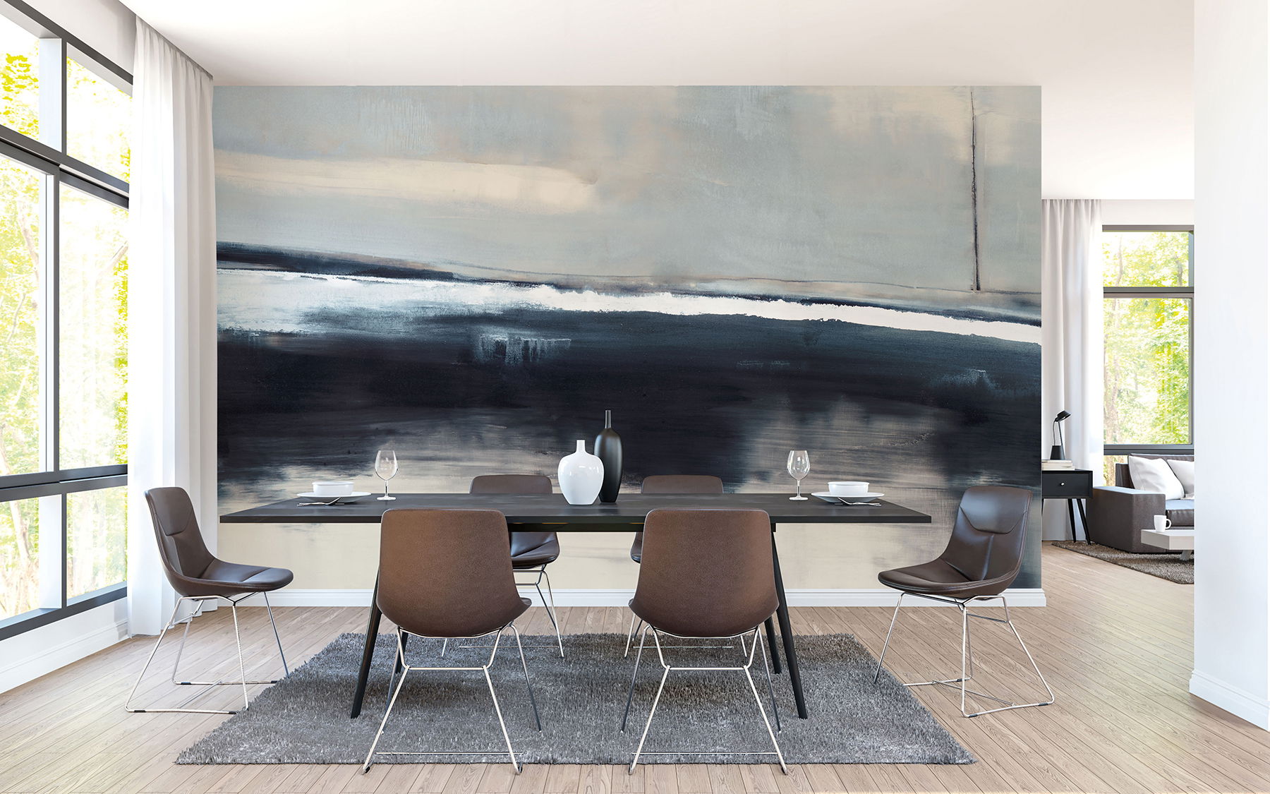 Grounded Navy Wall Mural large image 