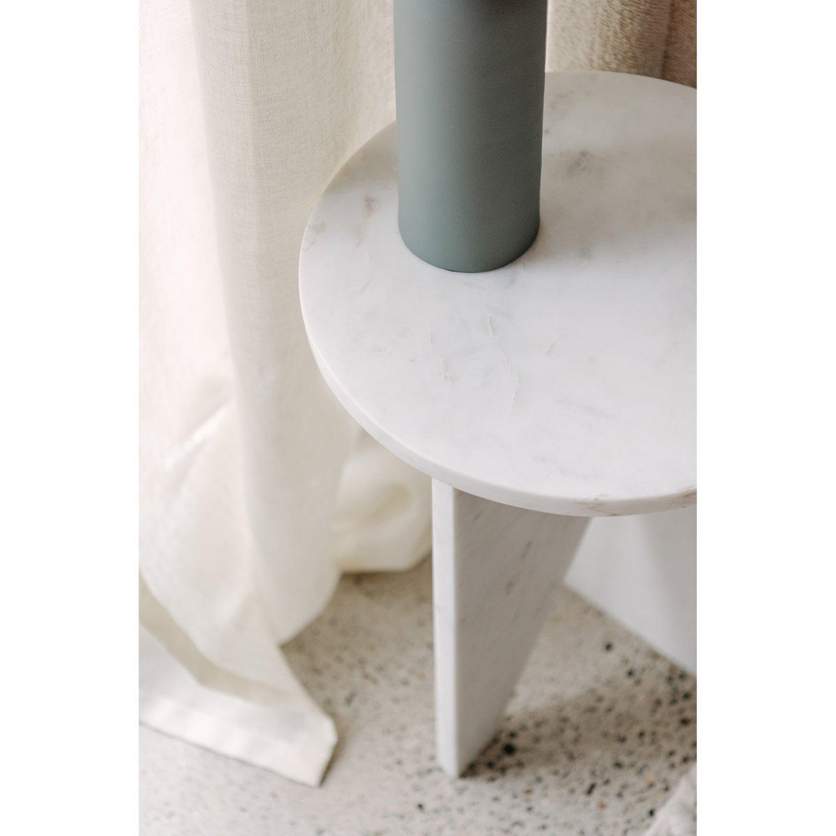 Grace Accent Table White Marble, Side & End Table by Moe's Home, 14" width x 20" height x 14" depth View 7