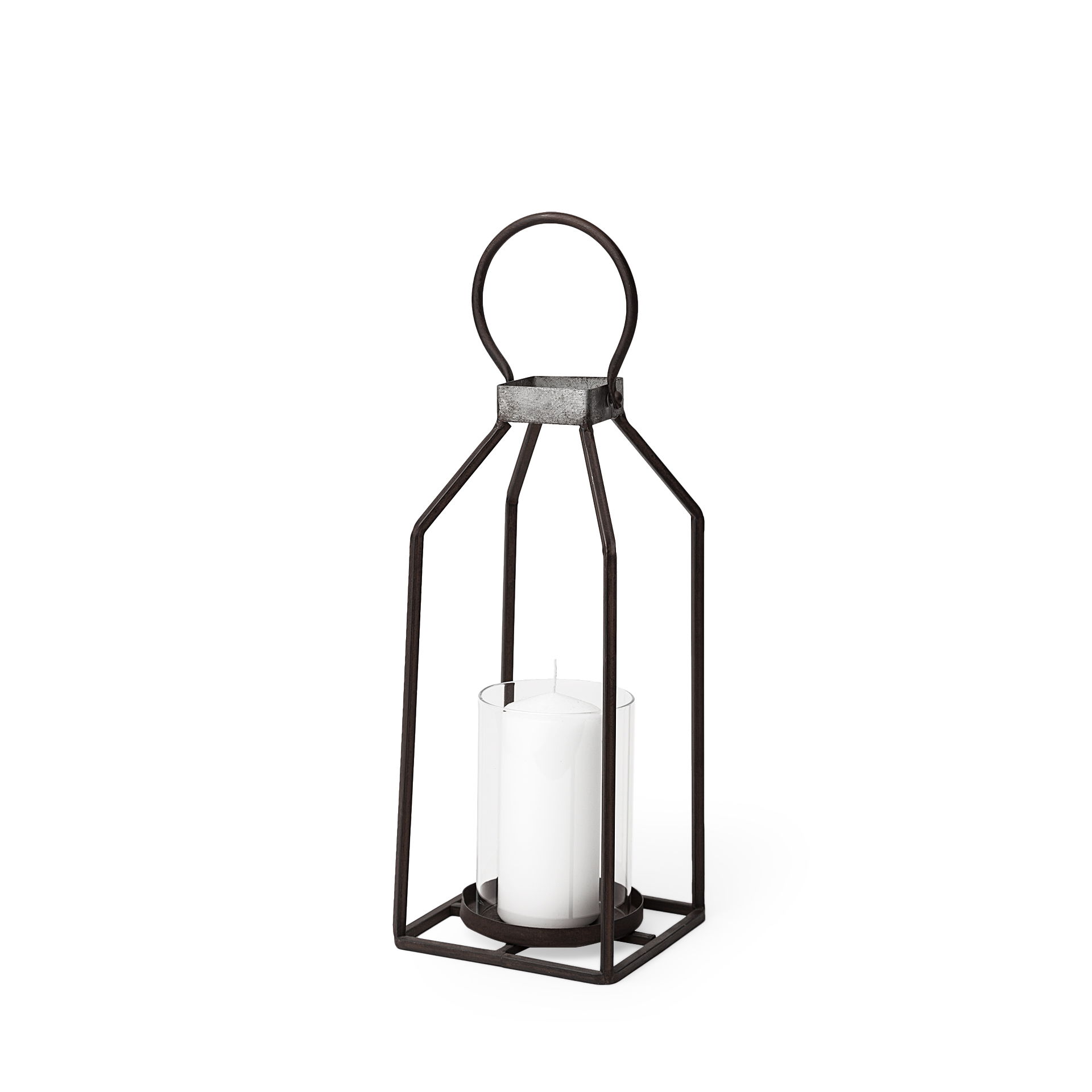 Kingston II Small Rustic Metal Framed Table Candle Holder large image 