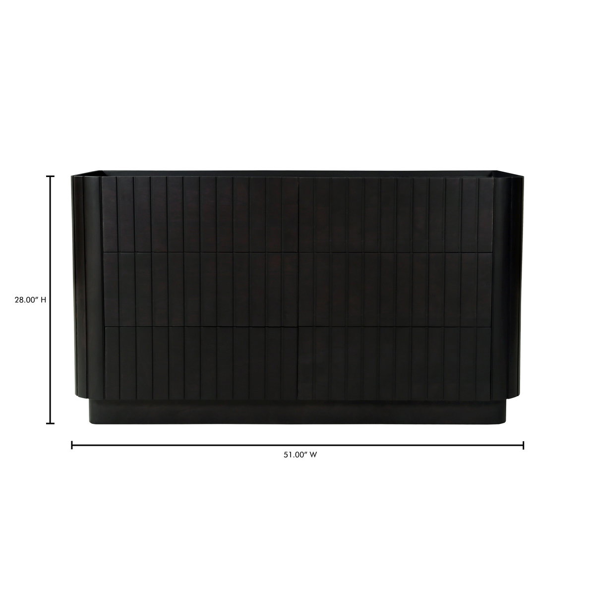 Povera 6 Drawer Dresser Black, by Moe's Home, 51" width x 28" height x 20" depth View 12