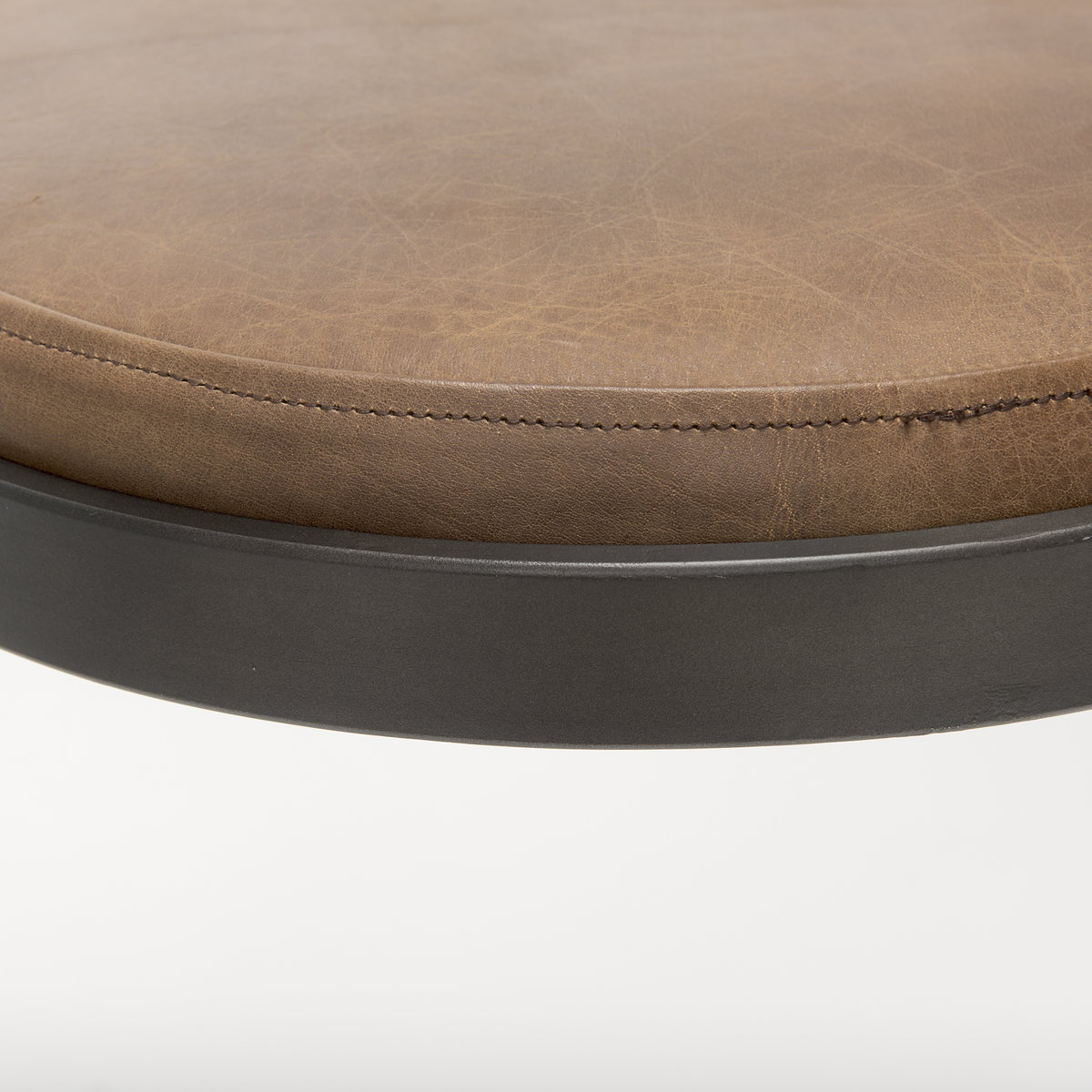 Tyson Backless 27.5in Seat Counter Stool | Brown Leather with Metal, Counter & Bar Stool by Mercana, 17.25" length x 17.5" width x 28" height View 7