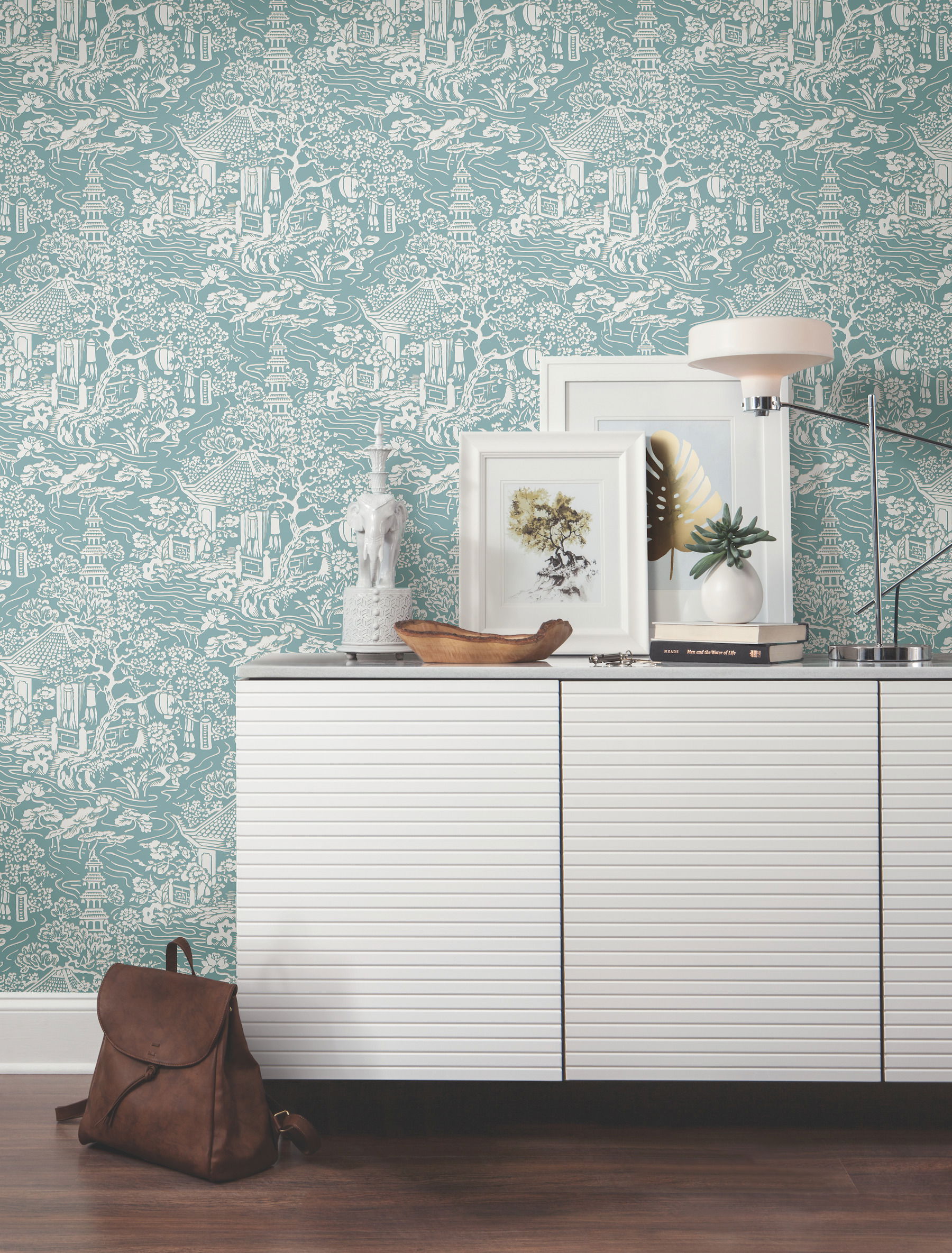 Chinoiserie Blue & Green Wallpaper large image 