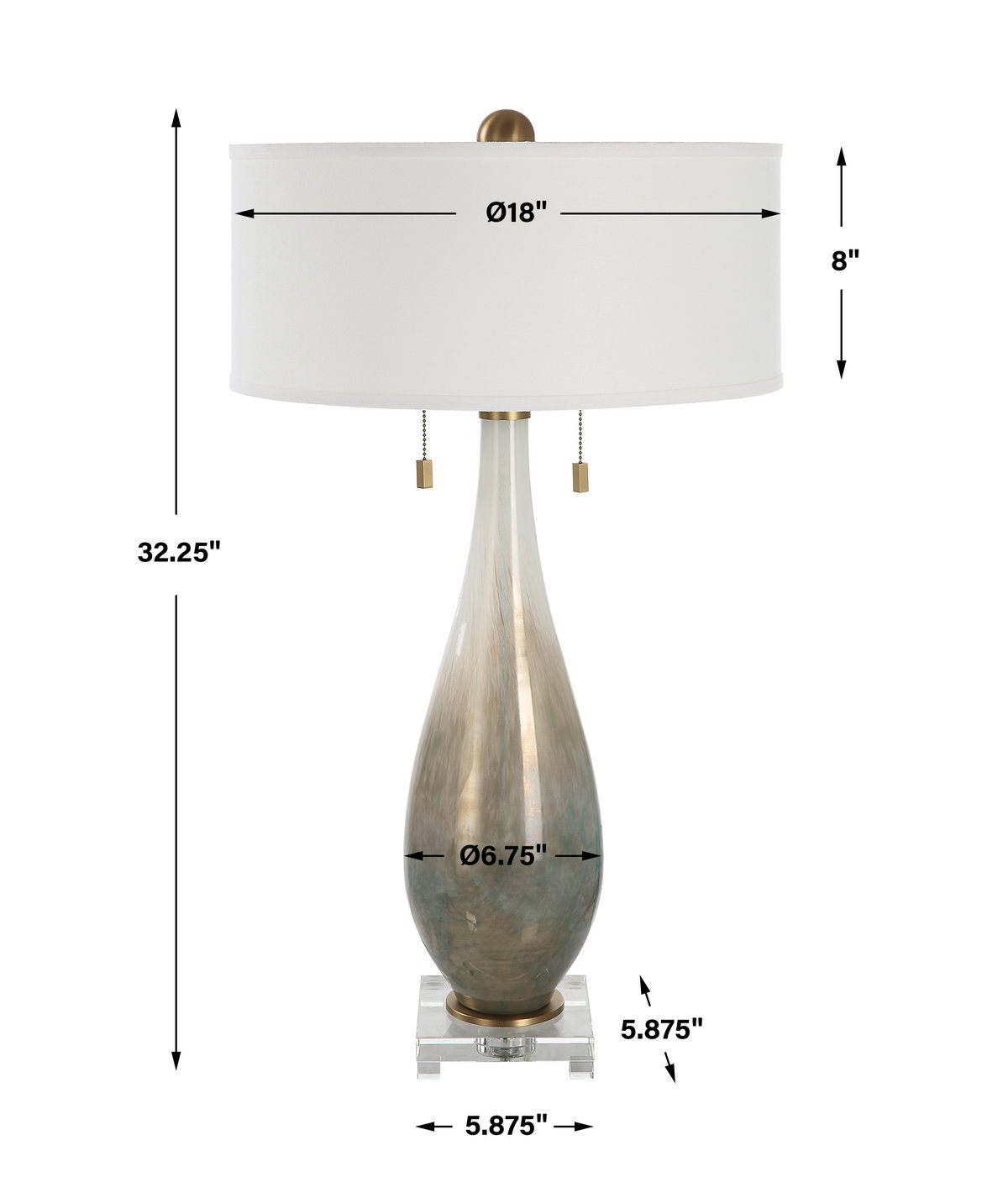 Cardoni Bronze Glass Table Lamp, by Uttermost, 18" width x 32.25" height x 18" depth View 3