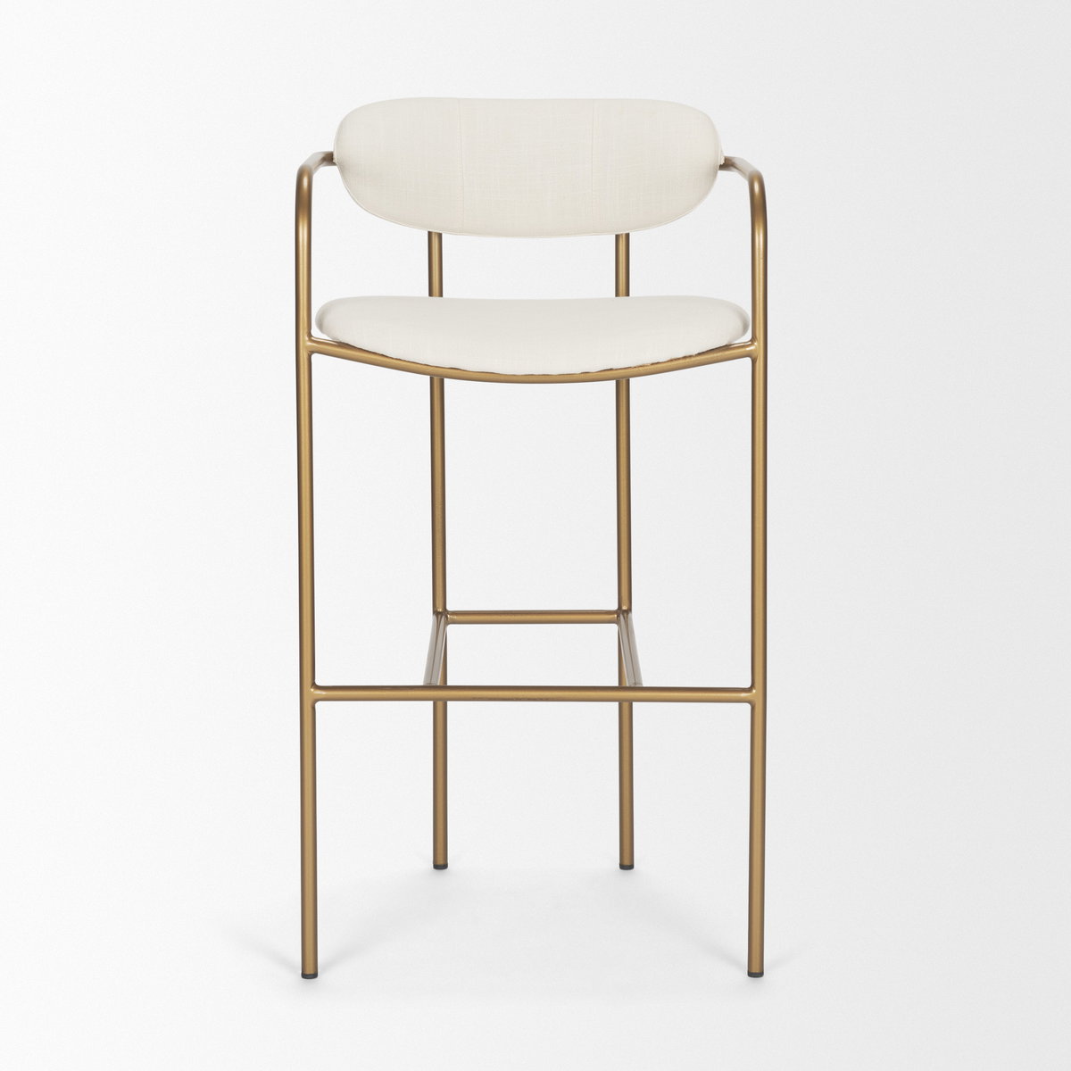 Parker 30' Seat Height Cream Fabric Seat Gold Metal Bar Stool, Counter & Bar Stool by Mercana, 19" length x 19.75" width x 40" height View 4