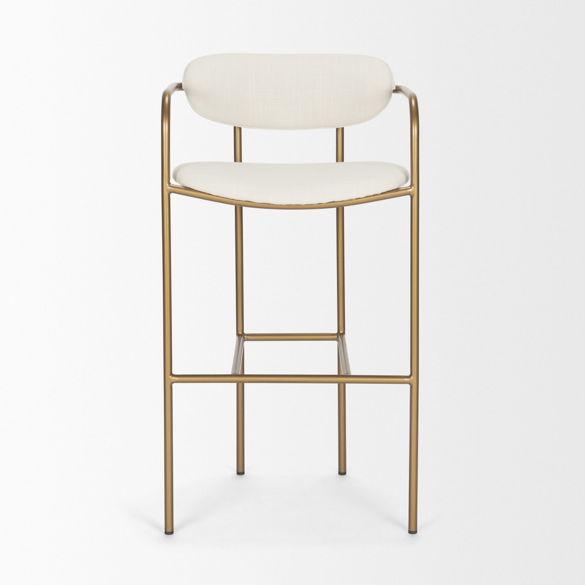 Parker Low Back 30.25in Seat Bar Stool | Cream Fabric with Gold Metal, Counter & Bar Stool by Mercana, 19" length x 19.75" width x 40" height View 4