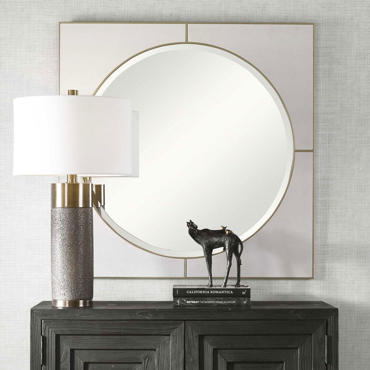 Cyprus White Square Mirror, by Uttermost, 40" width x 40" height x 1" depth View 4
