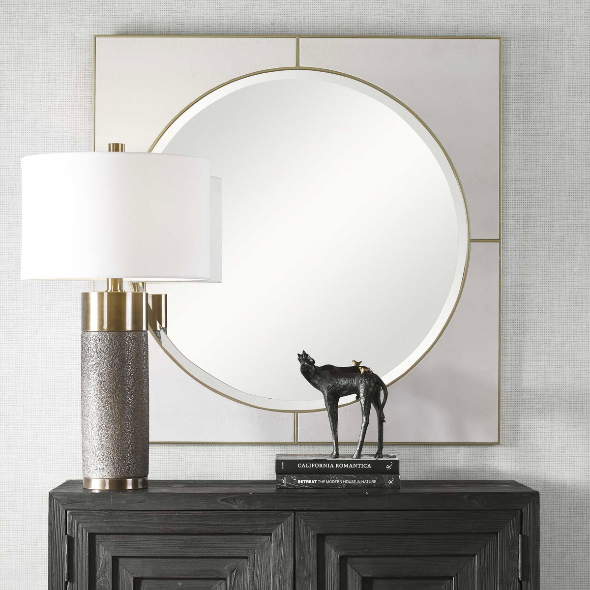 Cyprus White Square Mirror, by Uttermost, 40" width x 40" height x 1" depth View 4