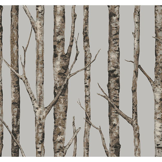 The Birches Silver Grey & Taupe Wallpaper large image 