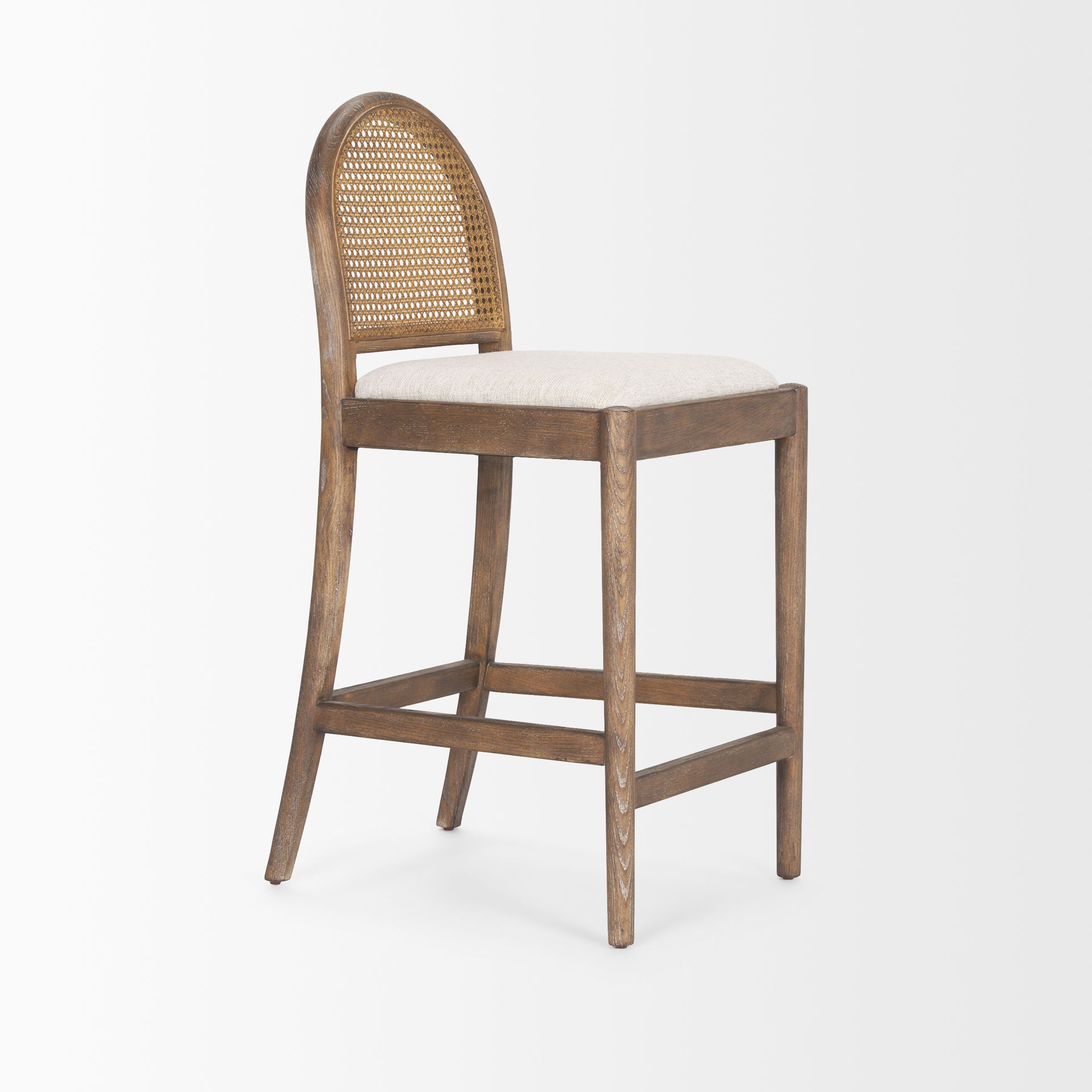 Elle Rounded Caneback Medium Brown Wood with Oatmeal Fabric Counter Stool large image 