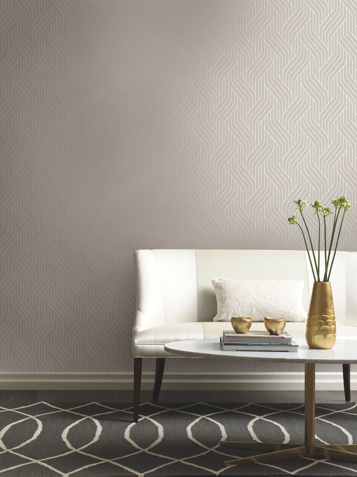 Ebb & Flow White & Silver Wallpaper, by York Wall, 32'9.6" length x 1'8.8" width x 0.02" depth View 2
