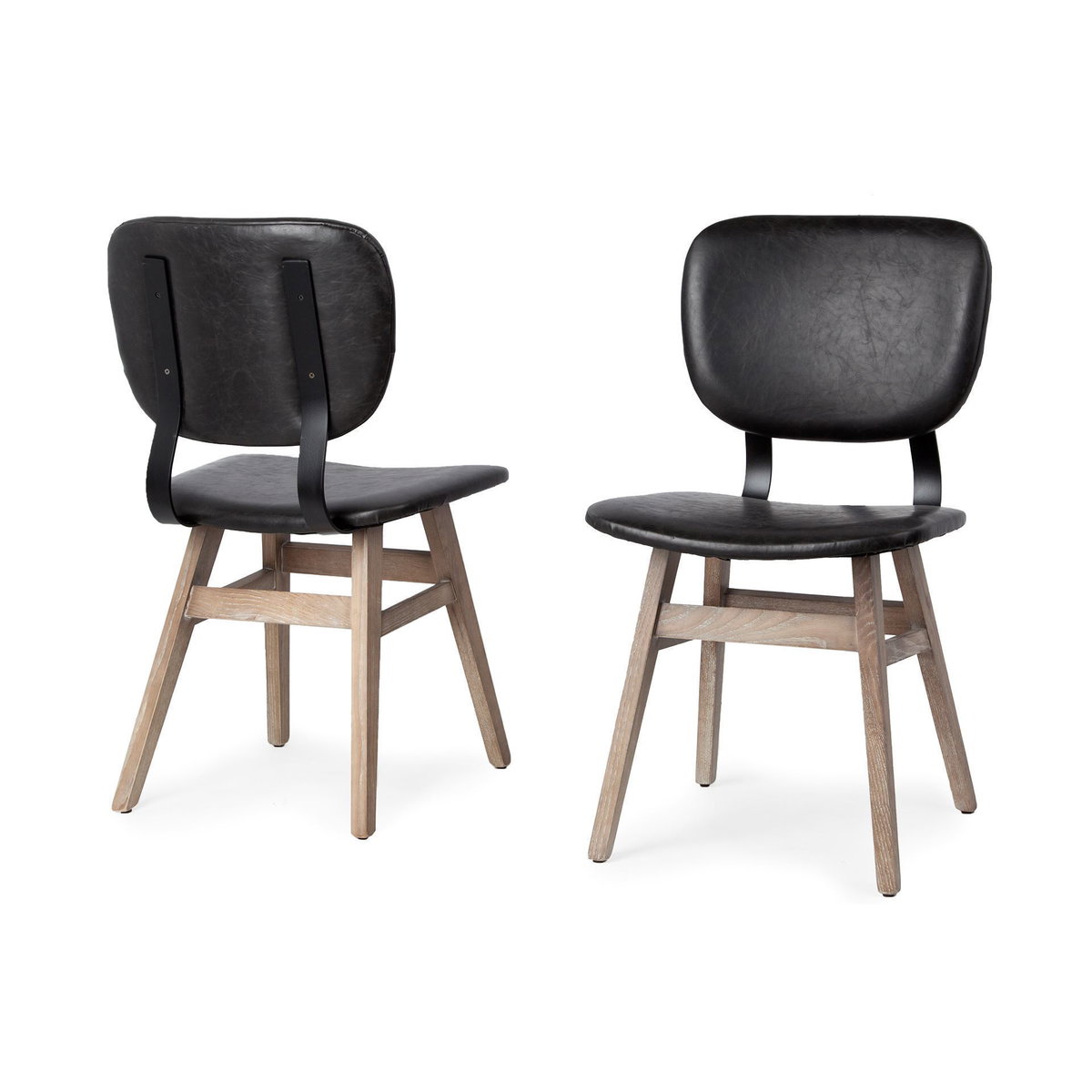 Haden Open Back Dining Side Chair | Black Faux Leather with Iron, Dining Chair by Mercana, 18.5" length x 21.5" width x 32.25" height View 11