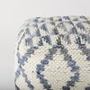 Eshana  Cream Wool and Denim Patterned Pouf thumbnail 4