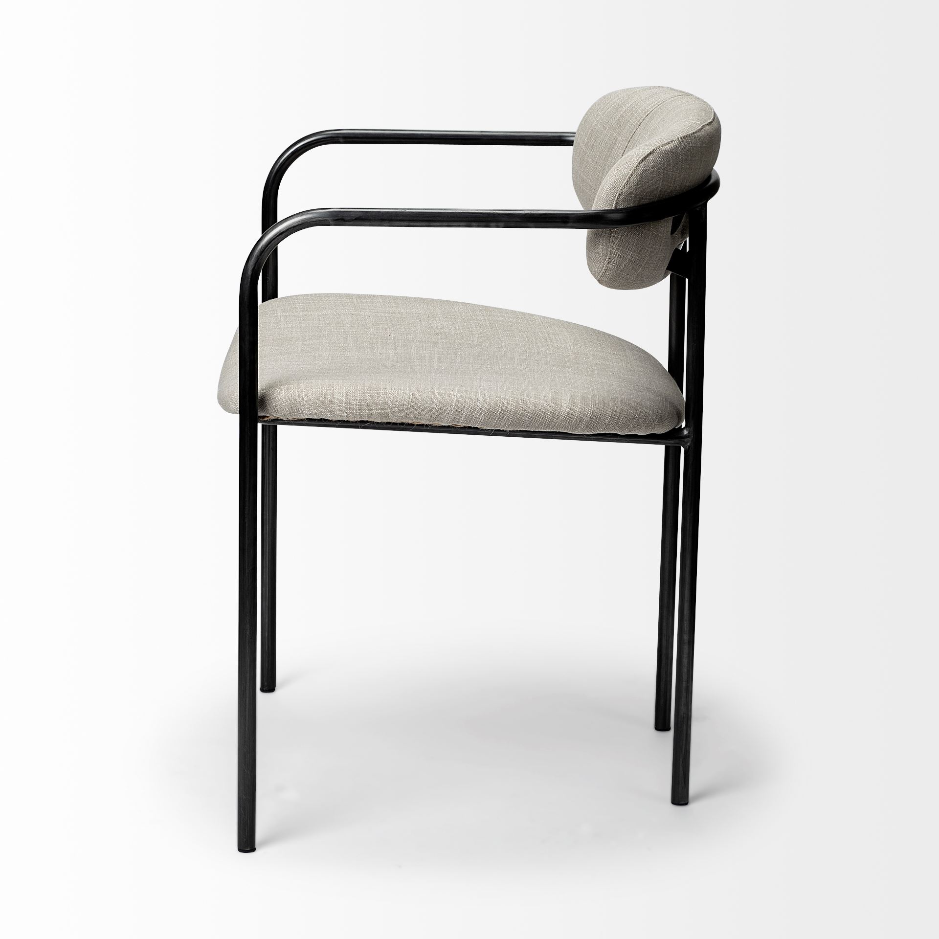 Parker I Beige Fabric Seat Gun Metal Gray Metal Frame Dining Chair, by Mercana, 21.46" length x 21.06" width x 28.74" height View 4