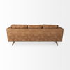 Brooks  Cognac Brown Faux Leather Three Seater Sofa with Medium Brown Wooden Legs thumbnail 8