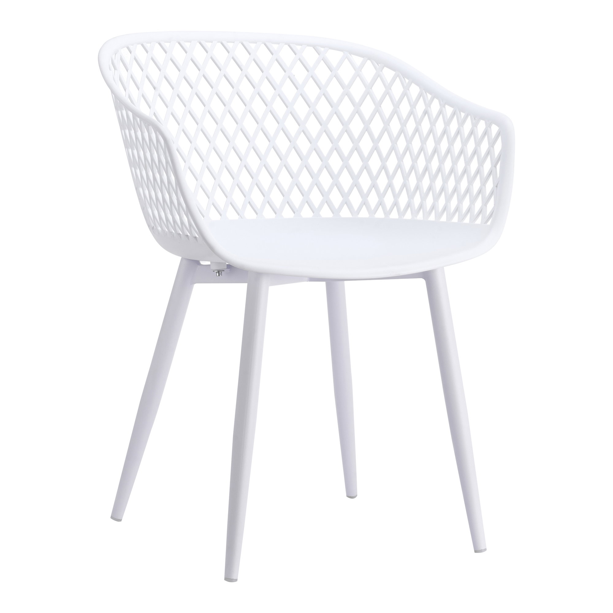 Piazza Outdoor Chair White - Set Of Two, Dining Chair by Moe's Home, 23.5" width x 31.5" height x 22.5" depth View 3