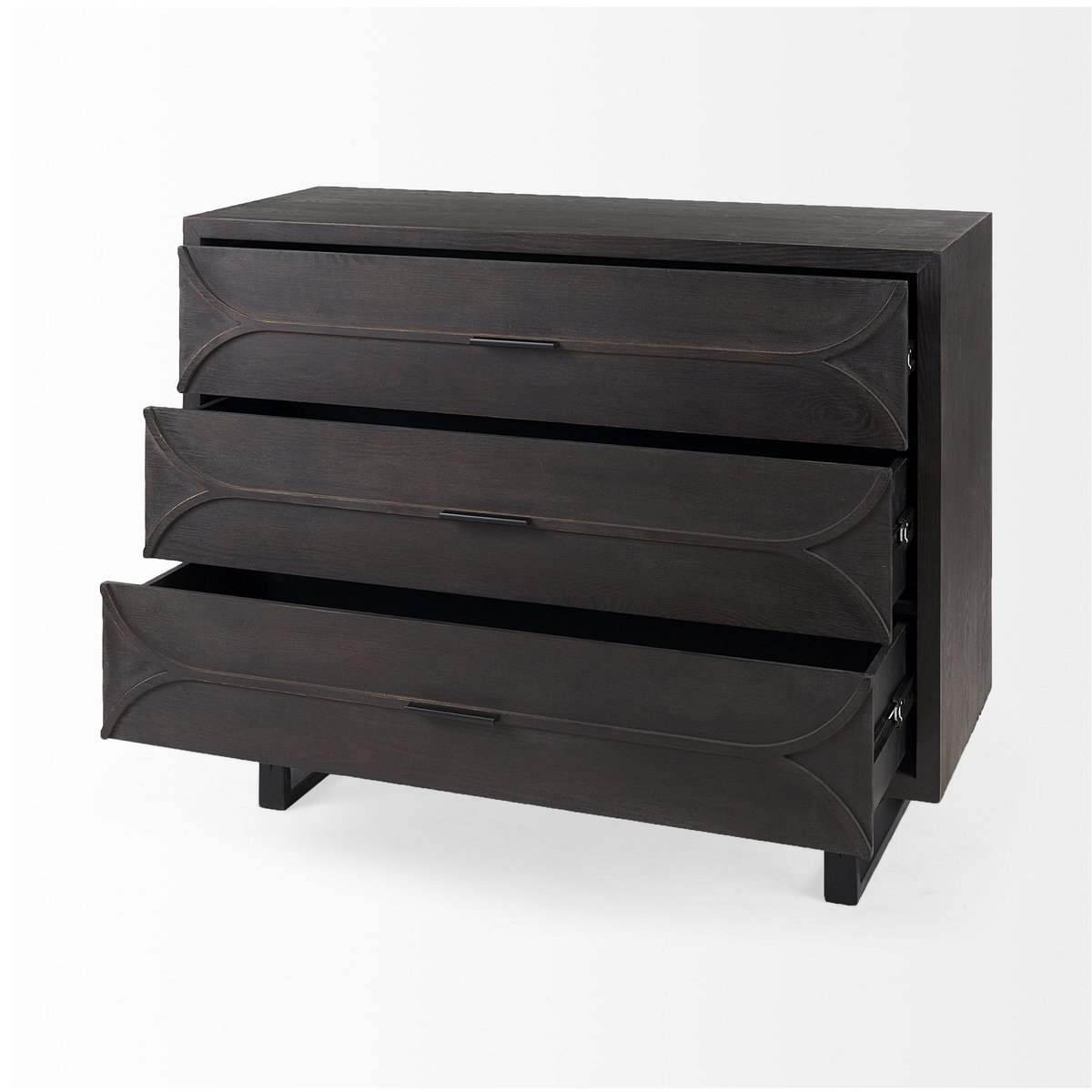 Giselle I 40L x 16W Dark Brown Fir Veneer 3 Drawer Accent Cabinet, Cabinets & Chest by Mercana, 39.96" length x 15.94" width x 31.89" height View 7