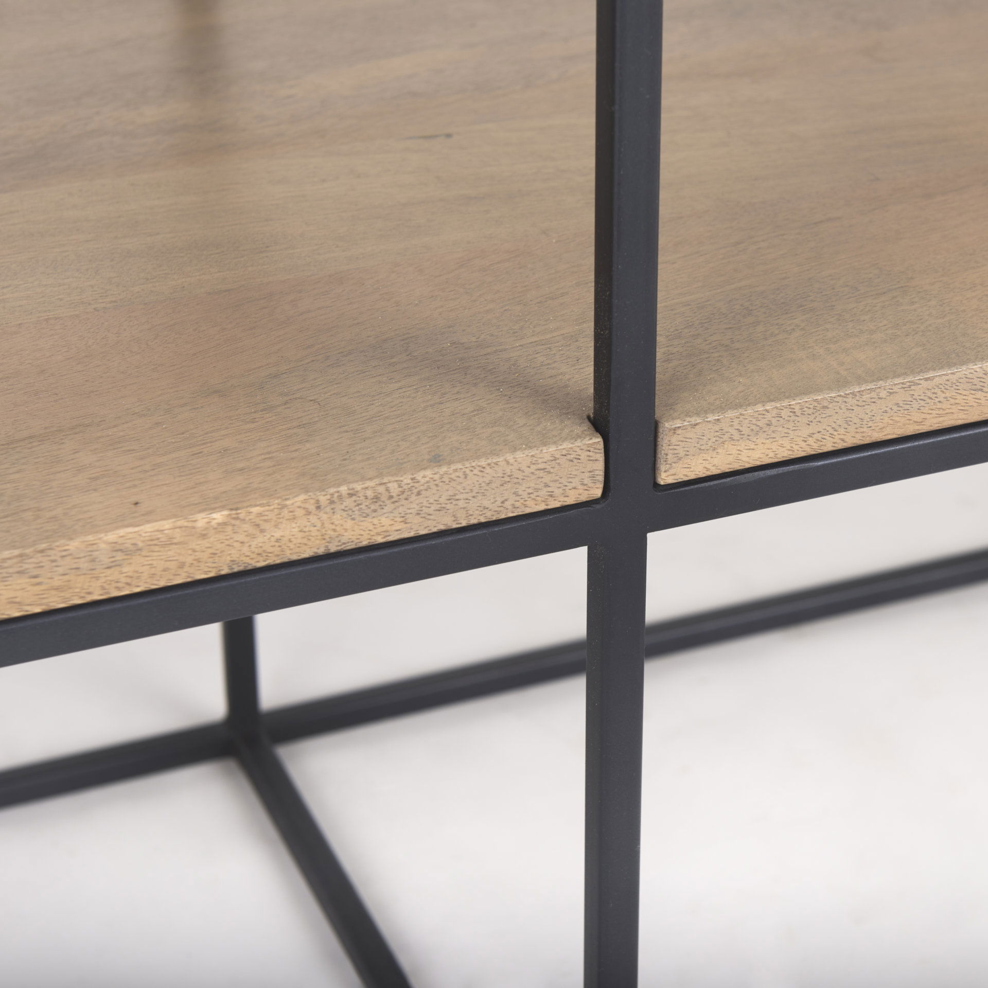 Morris  Beige Wood with Black Metal Frame 2 Drawer Console Table, by Mercana, 63" length x 15" width x 31" height View 11