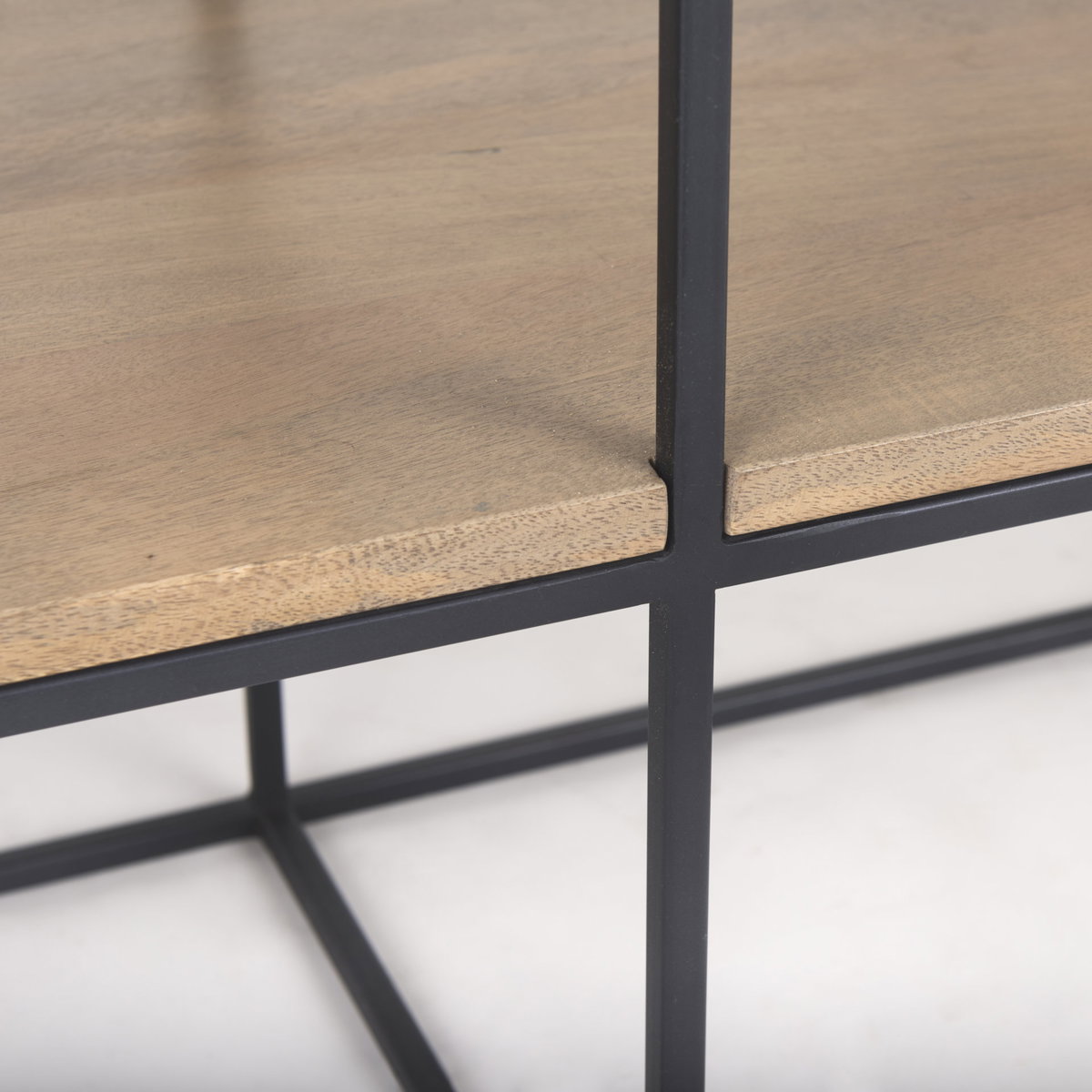 Morris  Beige Wood with Black Metal Frame 2 Drawer Console Table, by Mercana, 63" length x 15" width x 31" height View 11