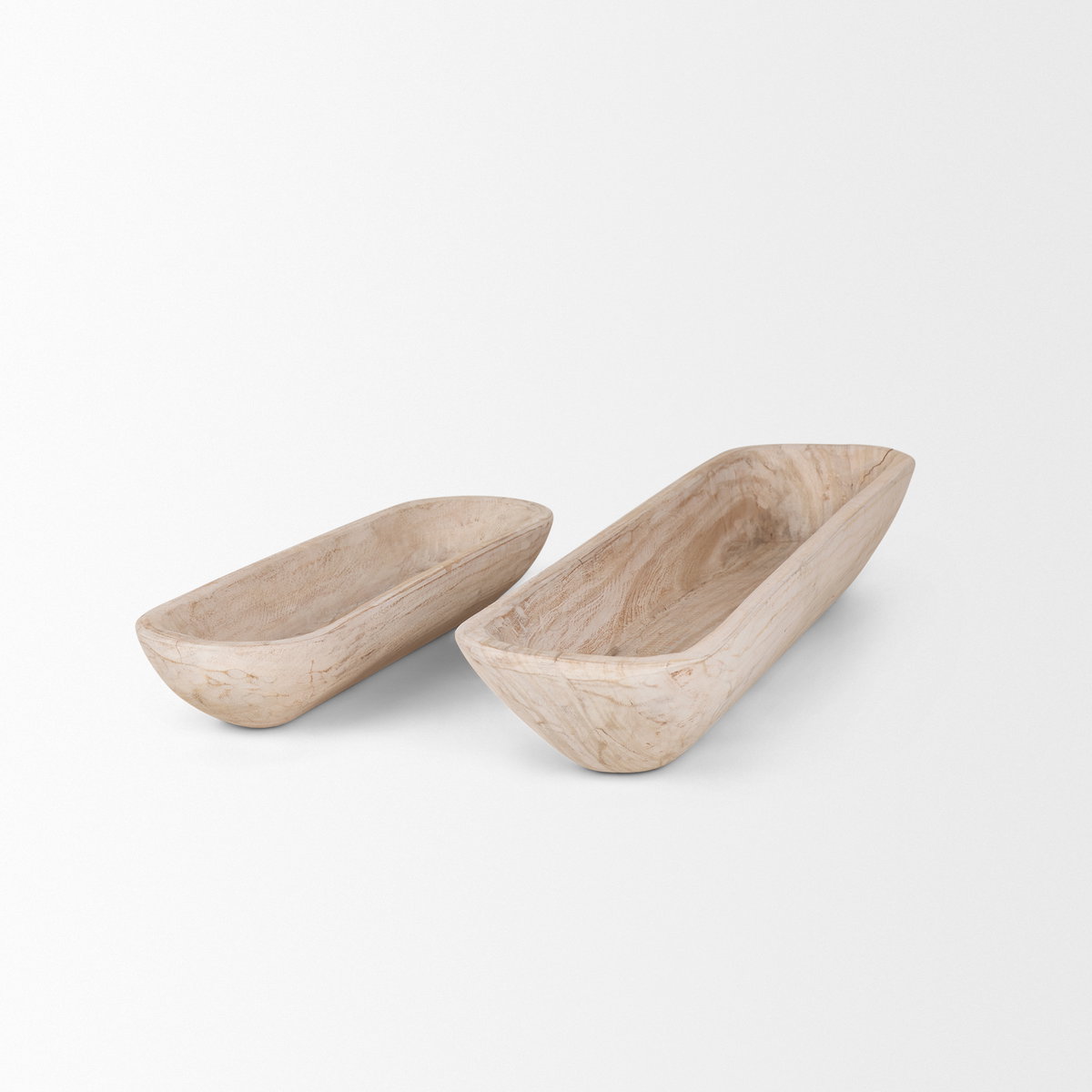 Athena Set of 2 Extra Large  Light-Wash Reclaimed Wood Trays, Decorative Tray by Mercana, 34.5" length x 7.75" width x 5" height View 5
