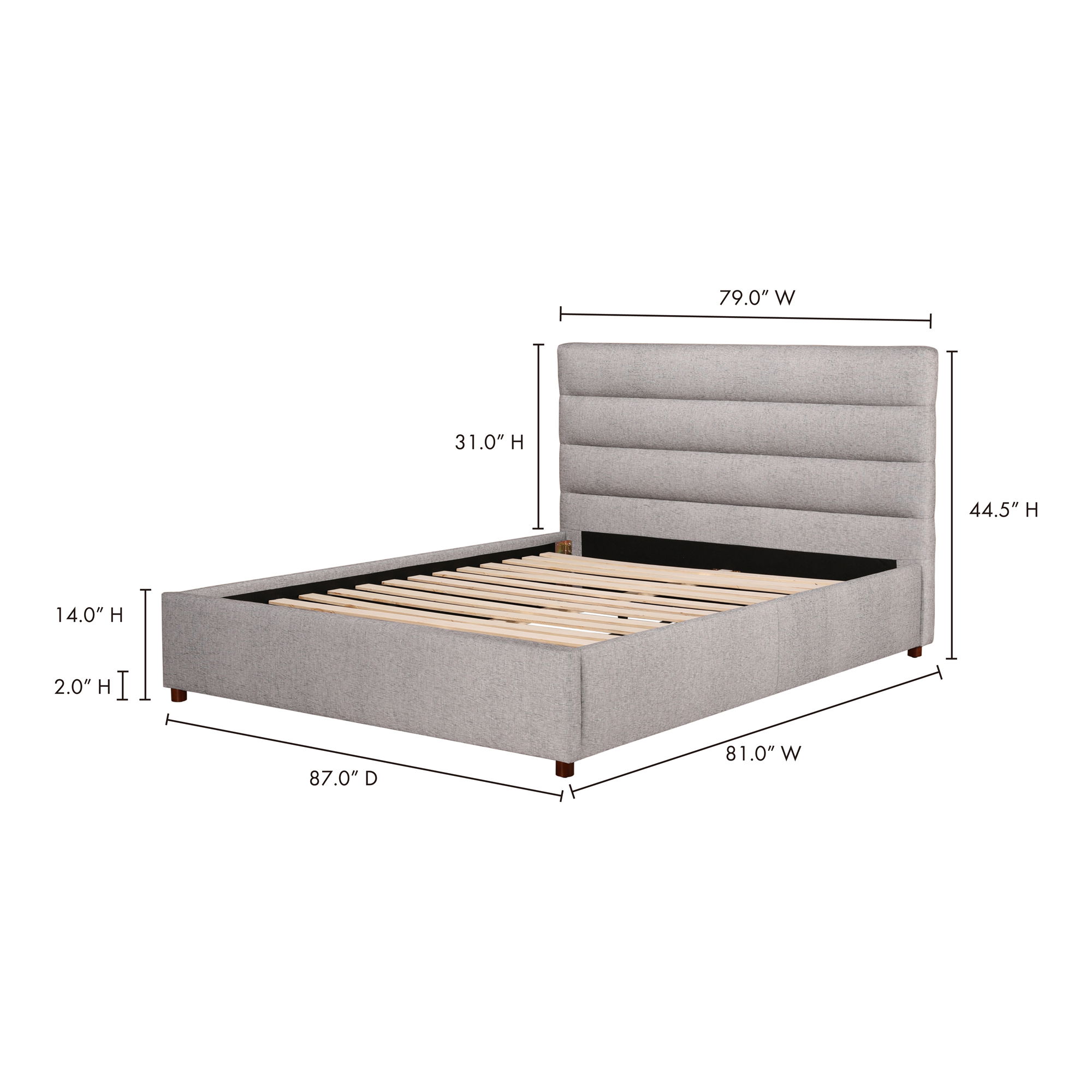 Takio King Bed, by Moe's Home, 81" width x 44.5" height x 87" depth View 15