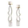 Feamelo Ivory Stone Candleholders Set/2, Decorative by Uttermost, 5" width x 22.5" height x 4.25" depth thumbnail 1