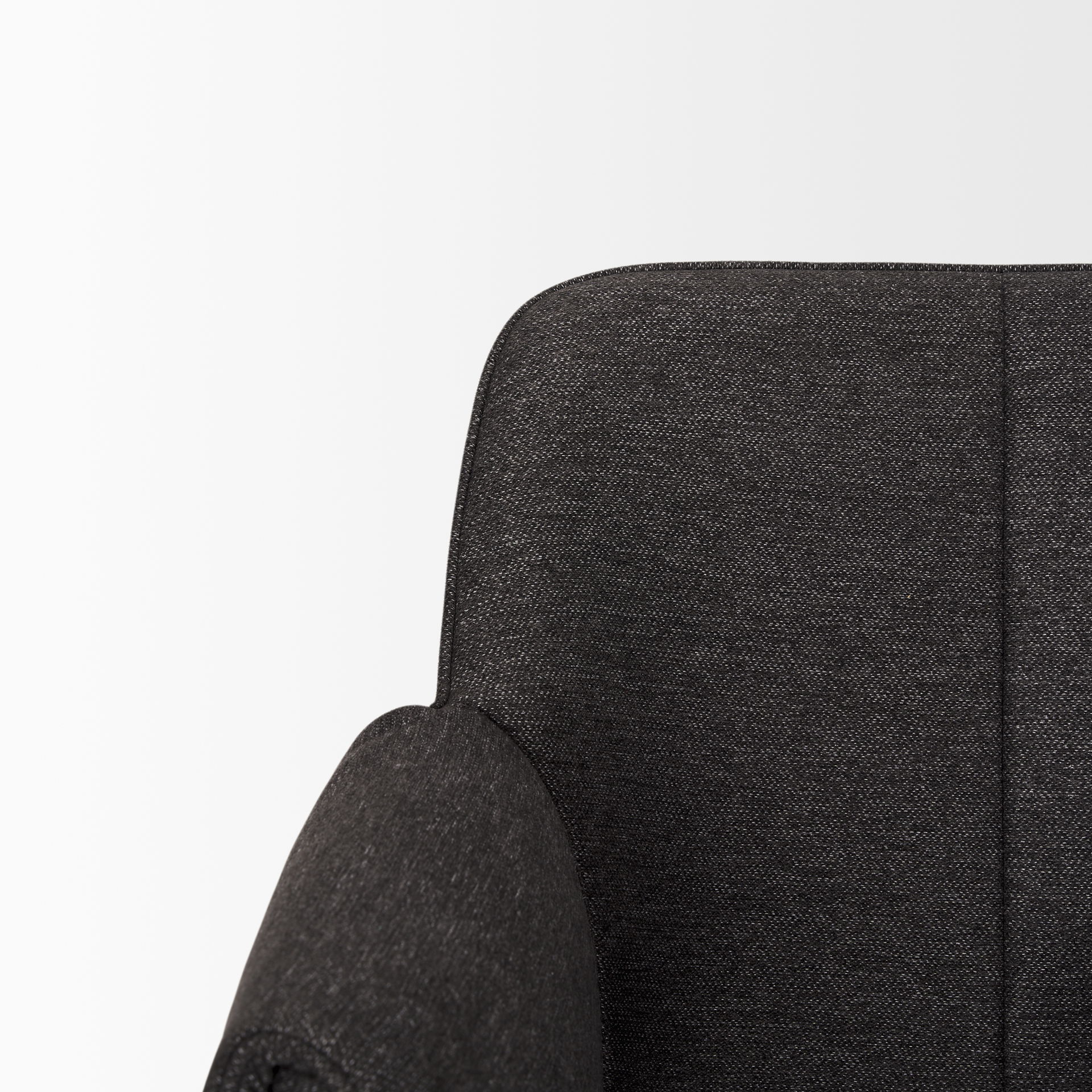 Brently Dining Chair with Gray Fabric & Matte Black Metal Legs, by Mercana, 24.5" length x 29.5" width x 32.5" height View 10