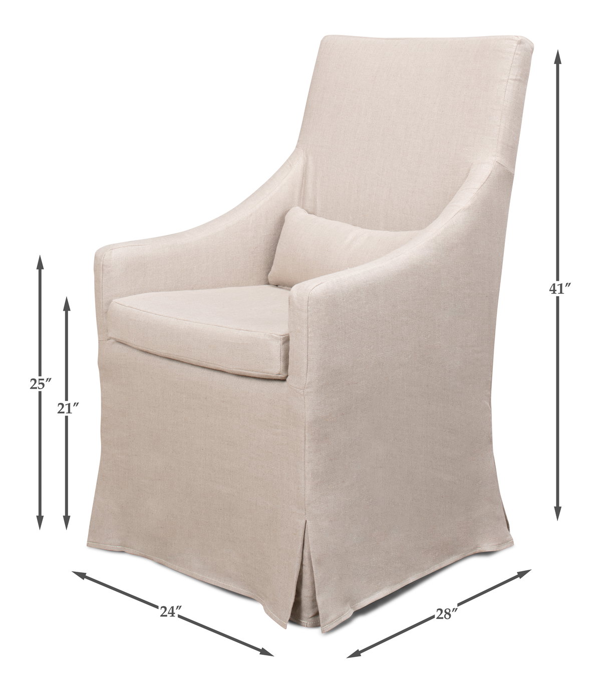 Skirted Arm Chair, by Sarreid, 2'4" length x 2' width x 3'5" height View 11