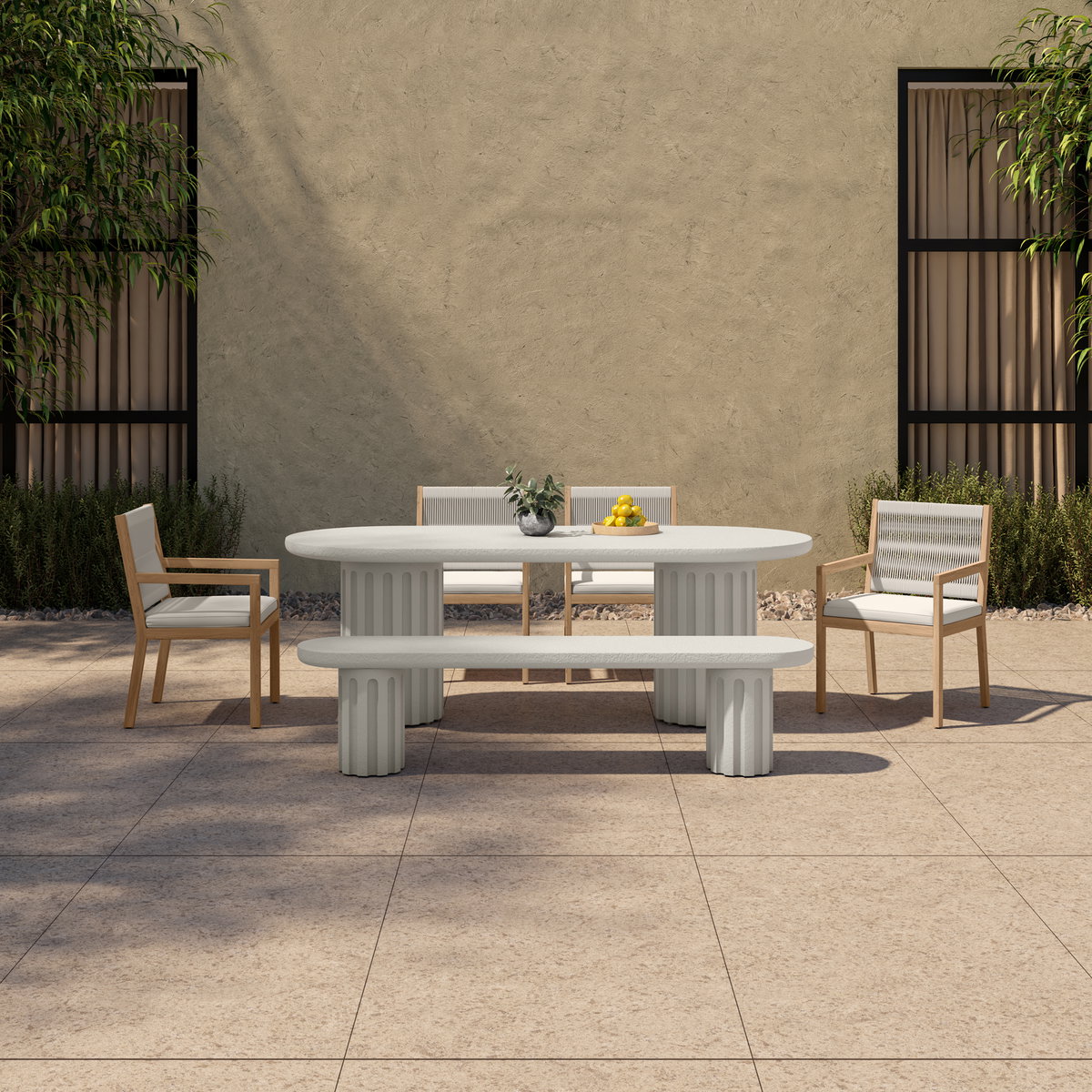 Eris Outdoor Dining Table White, Outdoor Table by Moe's Home, 7'2.5" width x 2'6" height x 2'11.5" depth View 7