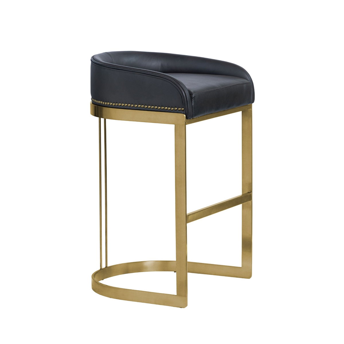 Hollyfield Low Back 28.75in Seat Bar Stool | Charcoal Brown Leather, Counter & Bar Stool by Mercana, 20.5" length x 19.7" width x 32.7" height View 8