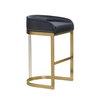 Hollyfield Low Back 28.75in Seat Bar Stool | Charcoal Brown Leather, Counter & Bar Stool by Mercana, 20.5" length x 19.7" width x 32.7" height thumbnail 8