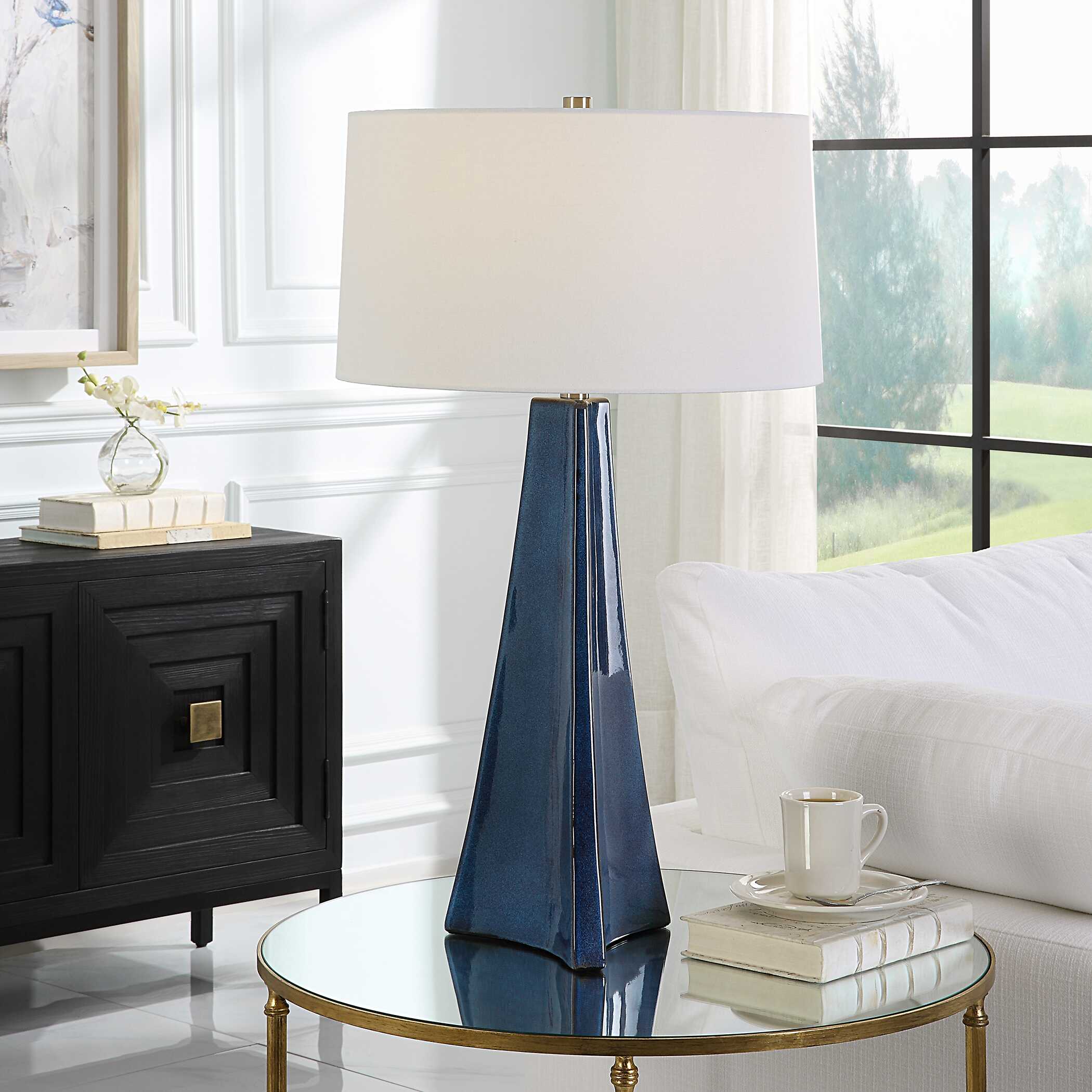 Teramo Scalloped Ceramic Table Lamp, by Uttermost, 18" width x 32" height x 18" depth View 2