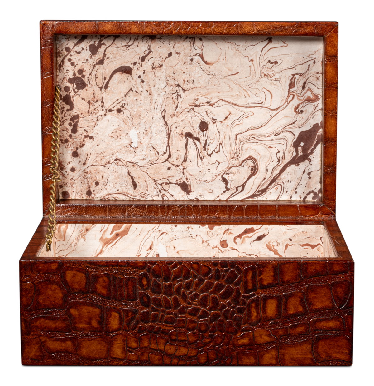 Norton Leather Tray  Croco Leather  Tan, by Sarreid, 1'6" length x 2' width x 2" height View 8