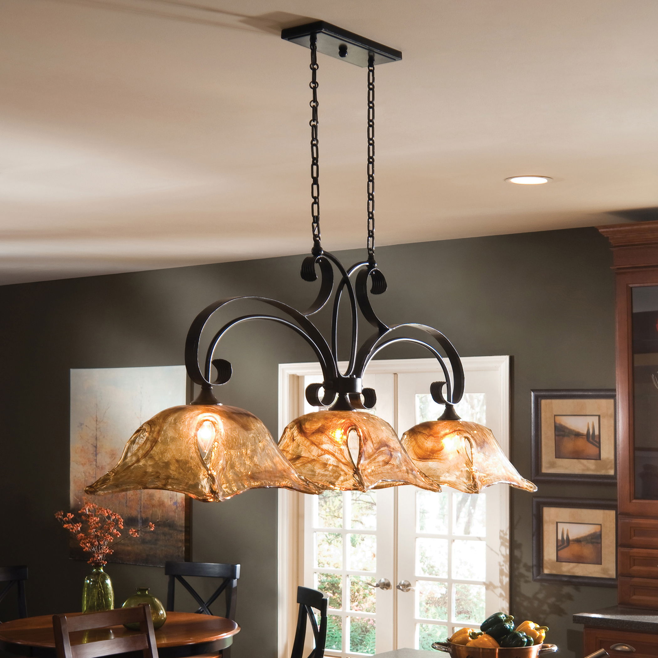 Vetraio 3 Lt Bronze Kitchen Island Light large image 