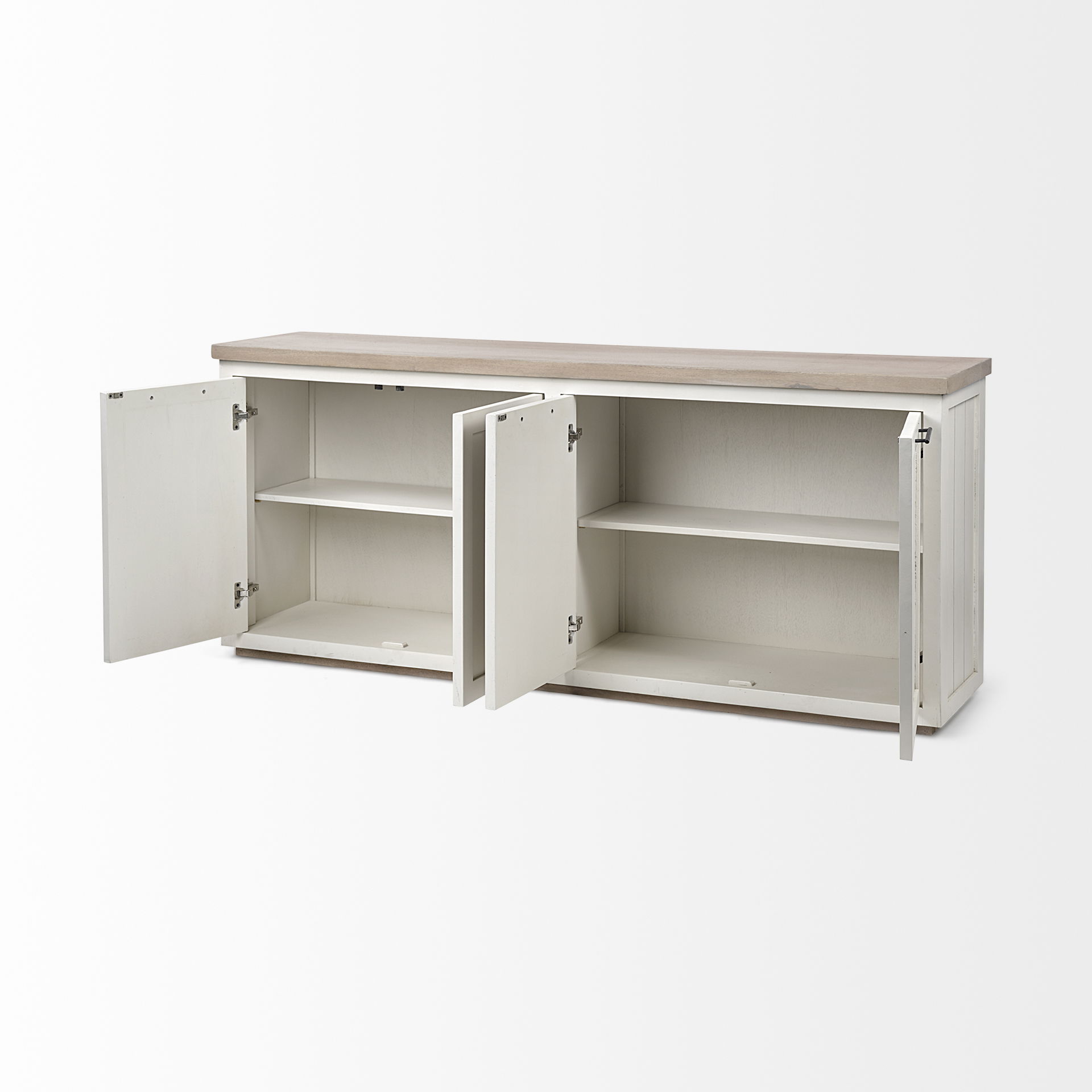 Fairview III Solid Wood Brown Top & White Frame 4 Cabinet Door Sideboard large image 