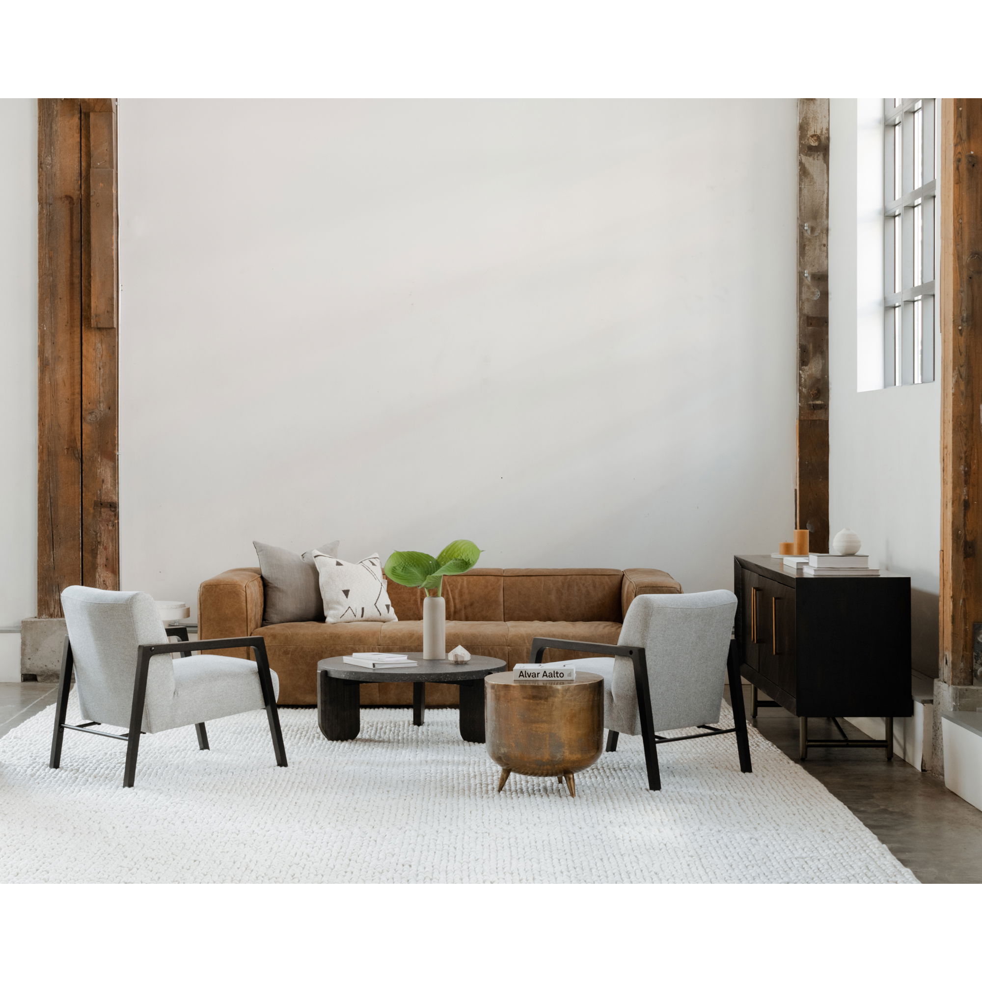 Bolton Sofa Open Road Brown Leather, Sofas & Sectional by Moe's Home, 101" width x 27.5" height x 44.5" depth View 11