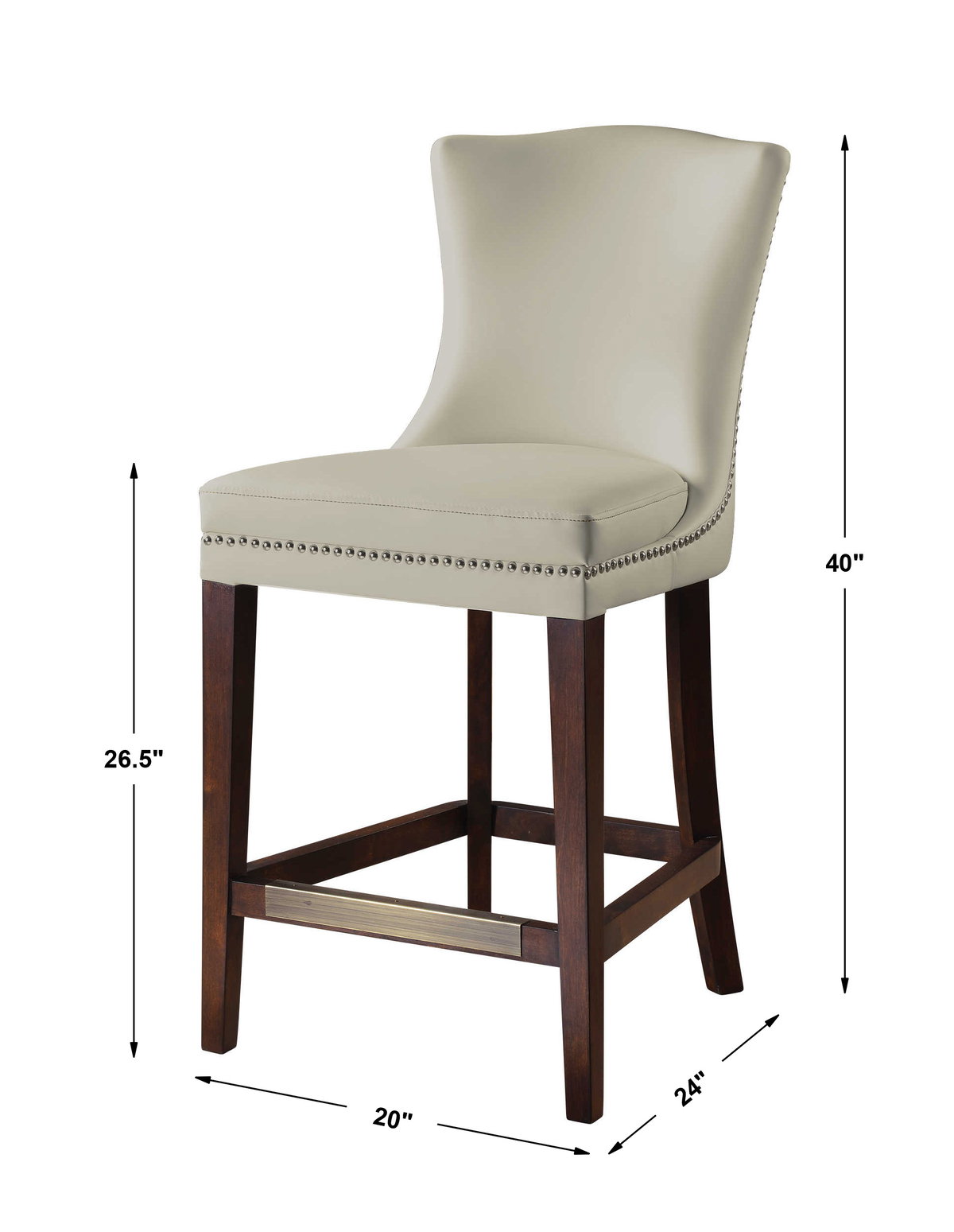 Dariela White Counter Stool, Counter & Bar Stool by Uttermost, 19.5" width x 40.75" height x 23" depth View 3