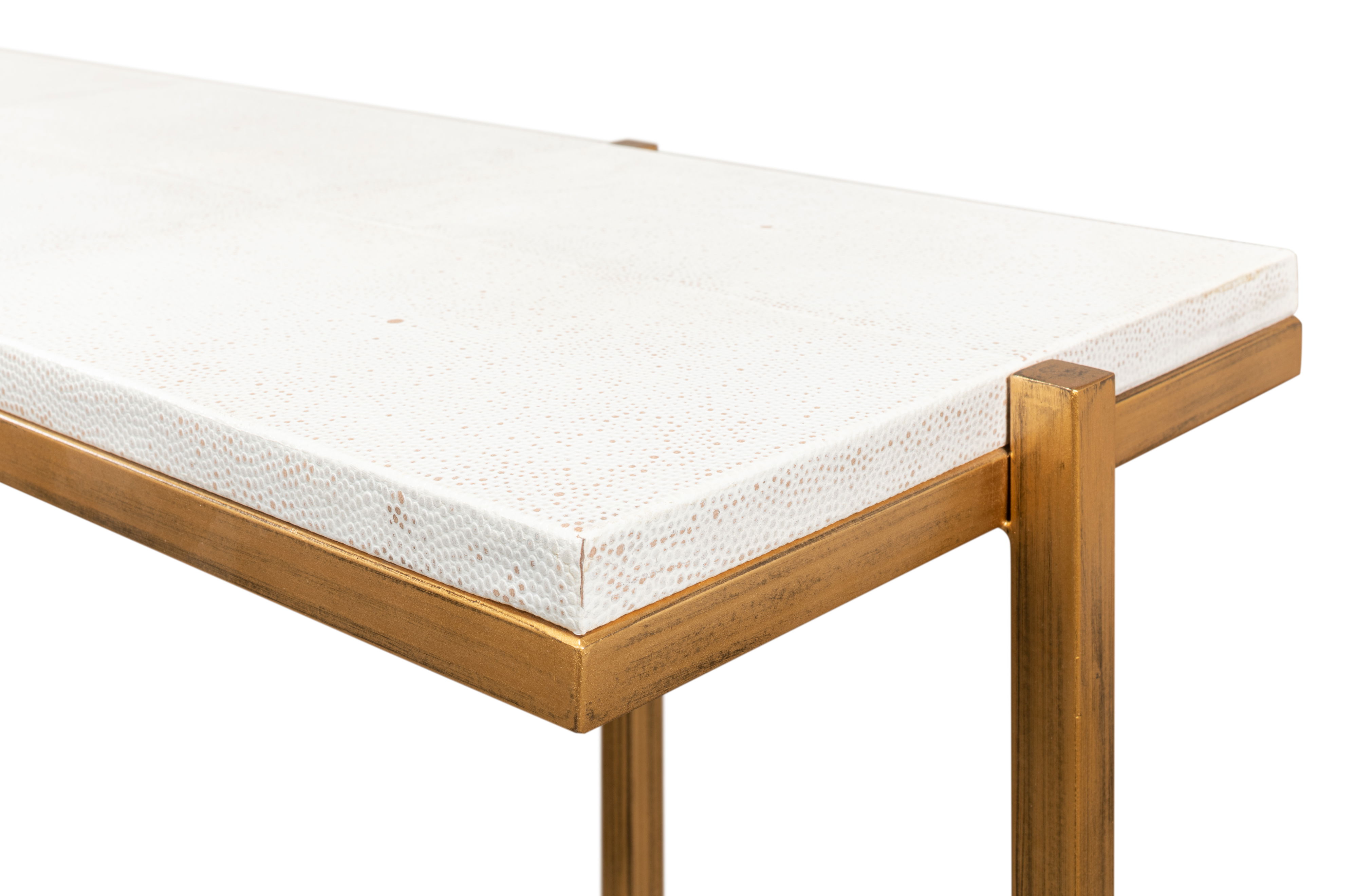 Shagreen Console Table, Osprey White, by Sarreid, 60" length x 14" width x 34" height View 19