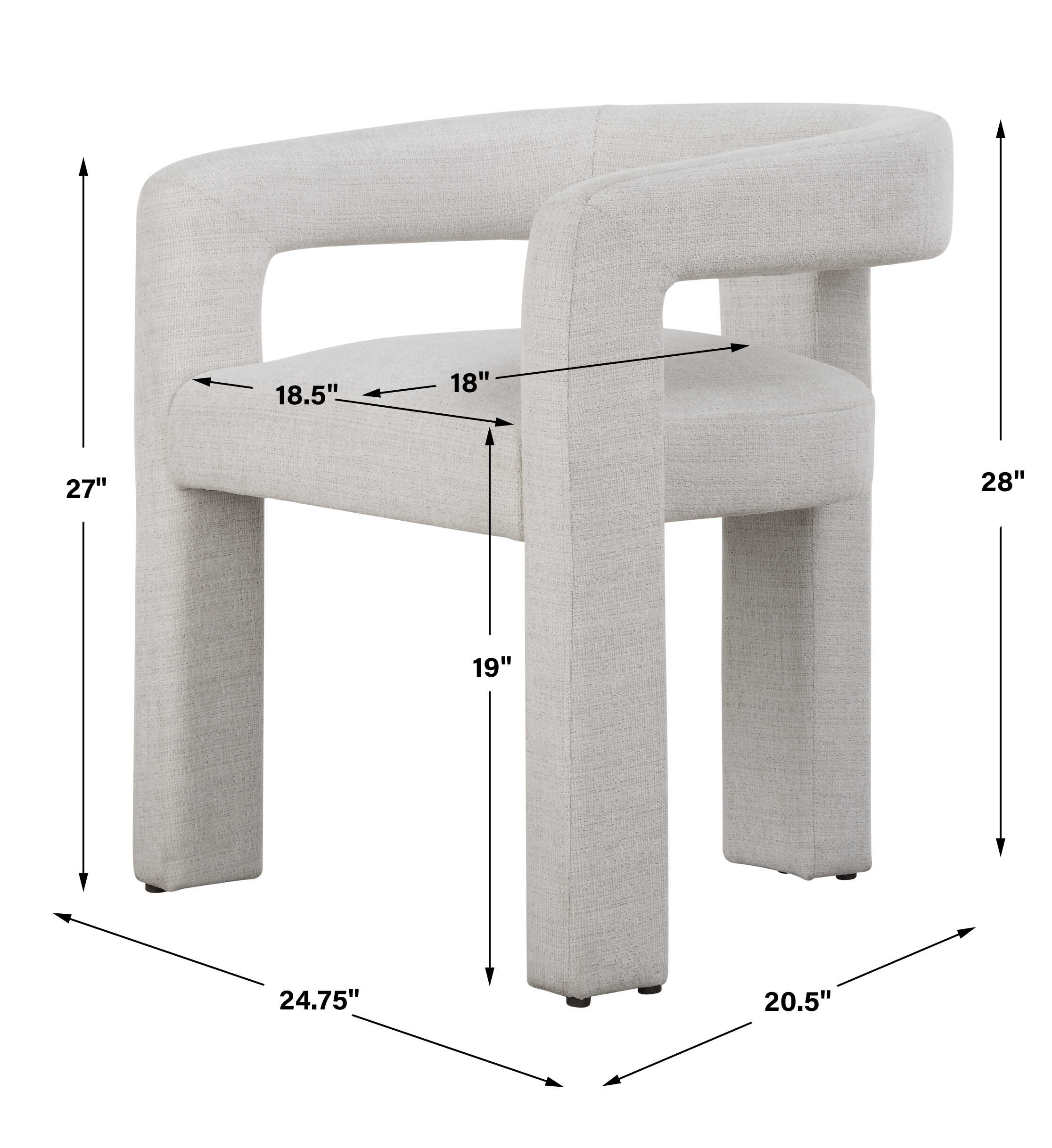 Perspective Fabric Dining Chair, Furniture by Uttermost, 24.75" width x 28" height x 20.5" depth View 3