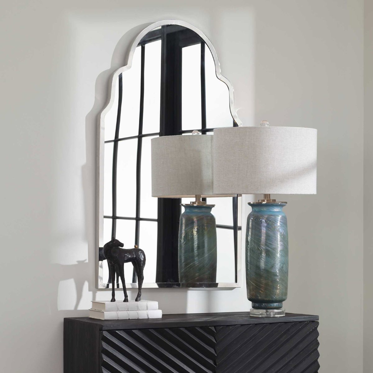 Brayden Nickel Arch Mirror, by Uttermost, 25.5" width x 42.6" height x 1" depth View 4