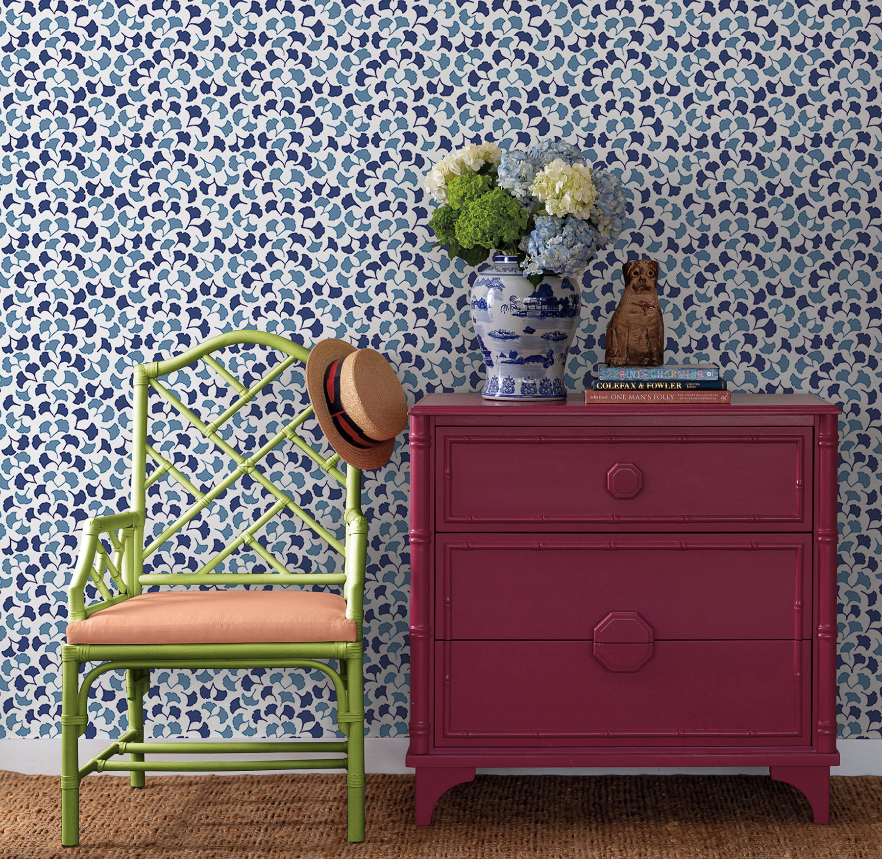 Forest Glade Navy Blue Peel & Stick Wallpaper large image 