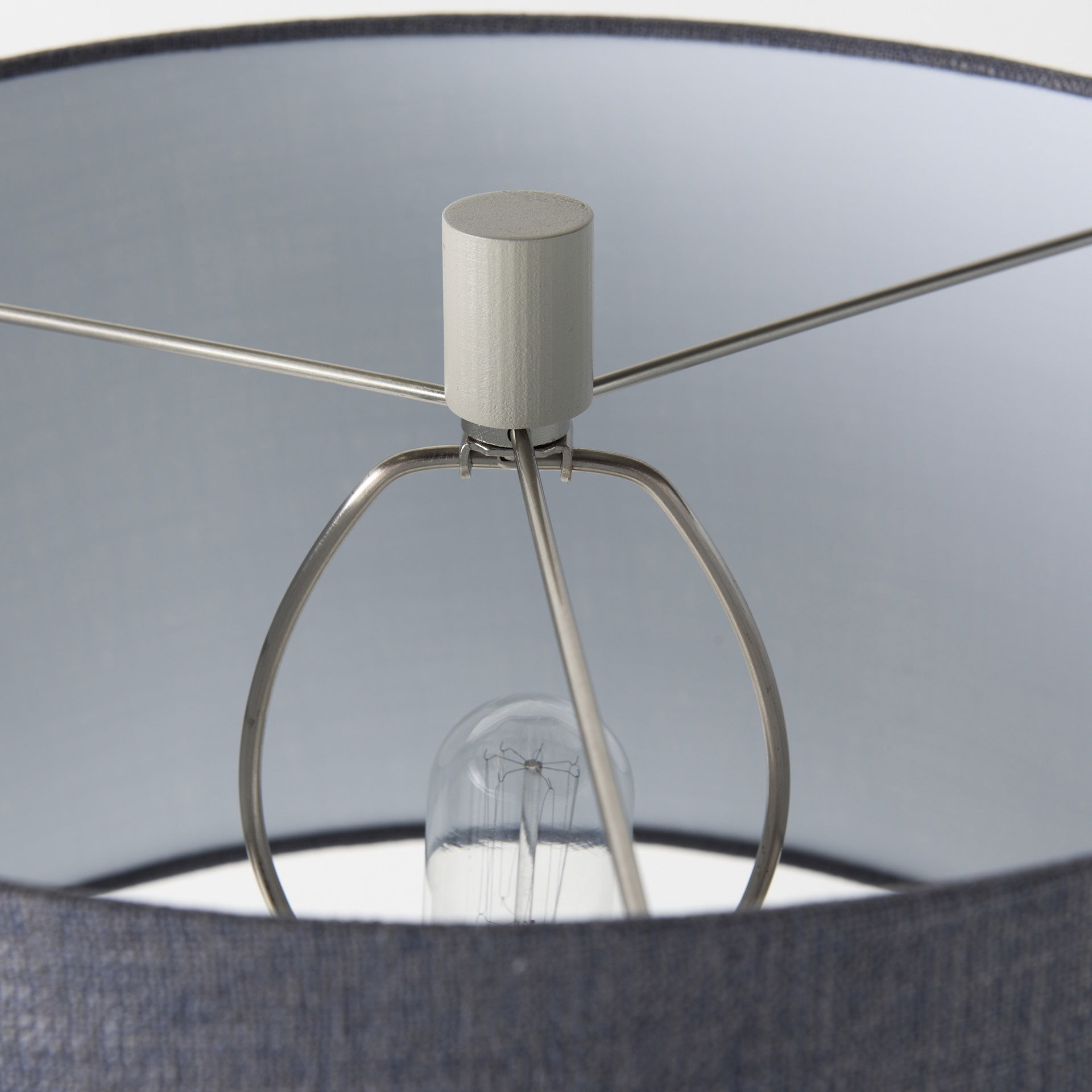 Quinn 19.0L x 19.0W x 24.6H Beige Base with Navy Fabric Shade Table Lamp, by Mercana, 18" length x 18" width x 28.75" height View 5