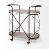 Marlon Black Metal Frame Two Tier Shelves with Stemware holder Bar Cart, Bar Carts & Cabinet by Mercana, 34.65" length x 15.35" width x 34.25" height thumbnail 7