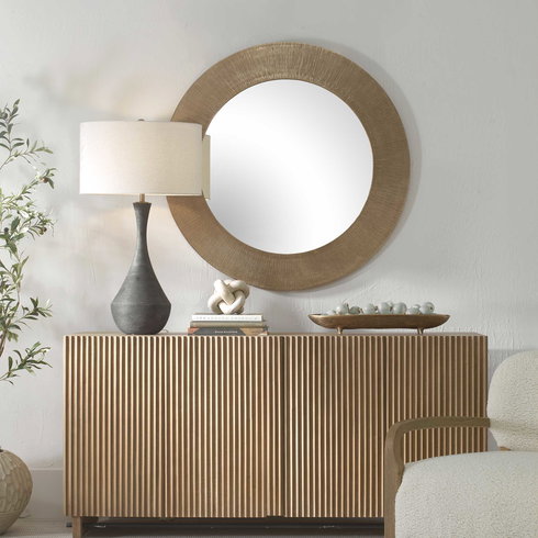 Tano Antique Brass Round Mirror